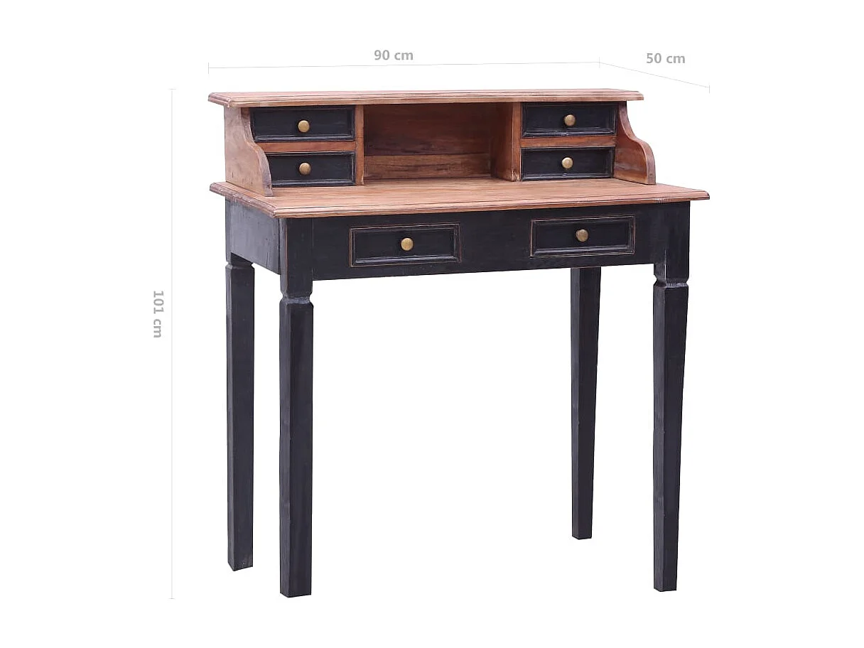 Crisje  Bureau d'écriture et tiroirs 90x50x101 cm bois massif d'acajou