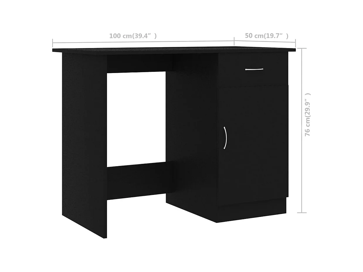Adriano  Bureau Noir 100x50x76 cm Bois d’ingénierie