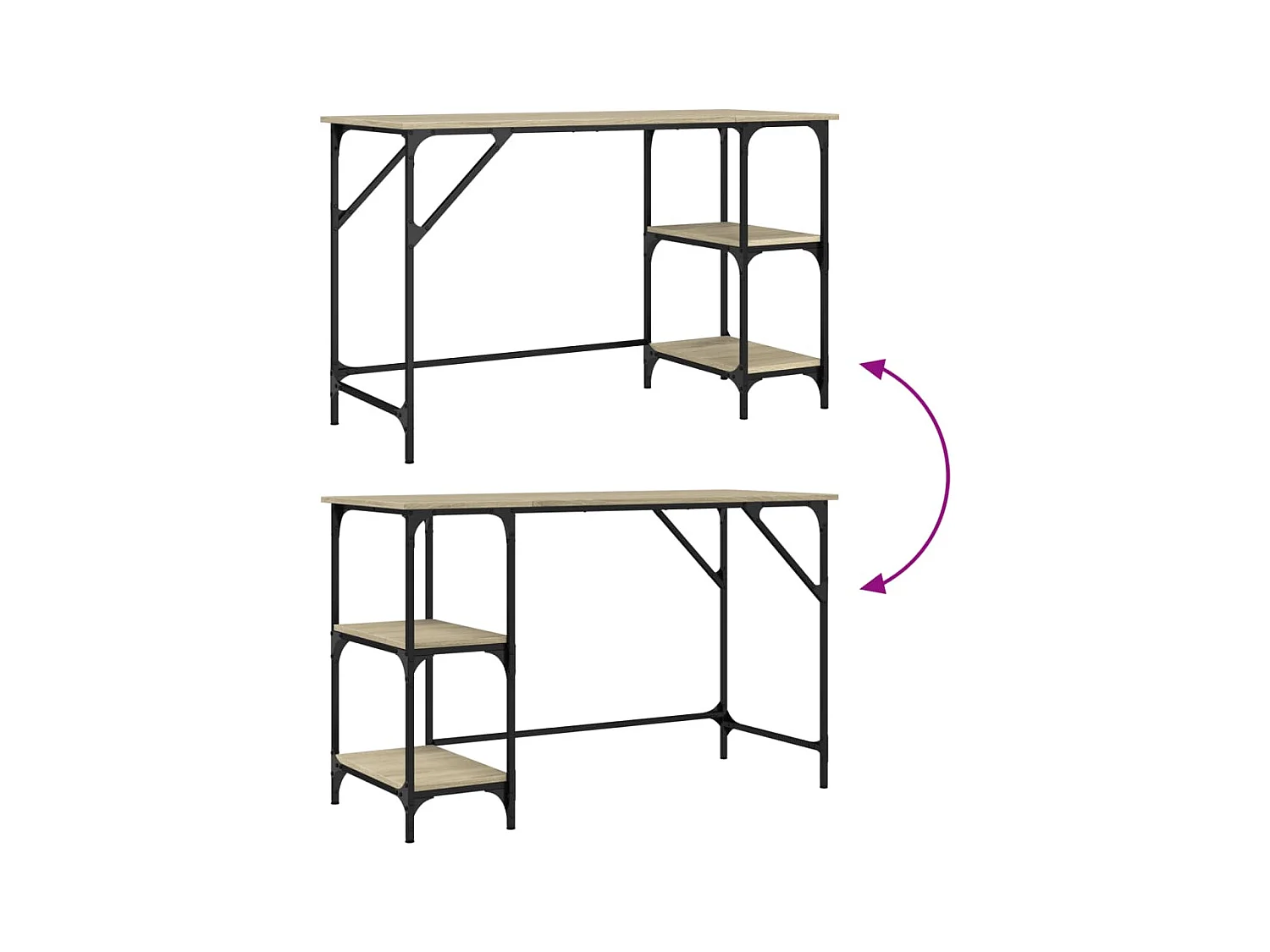Zef  Bureau chêne sonoma 120x50x75 cm métal et bois d'ingénierie