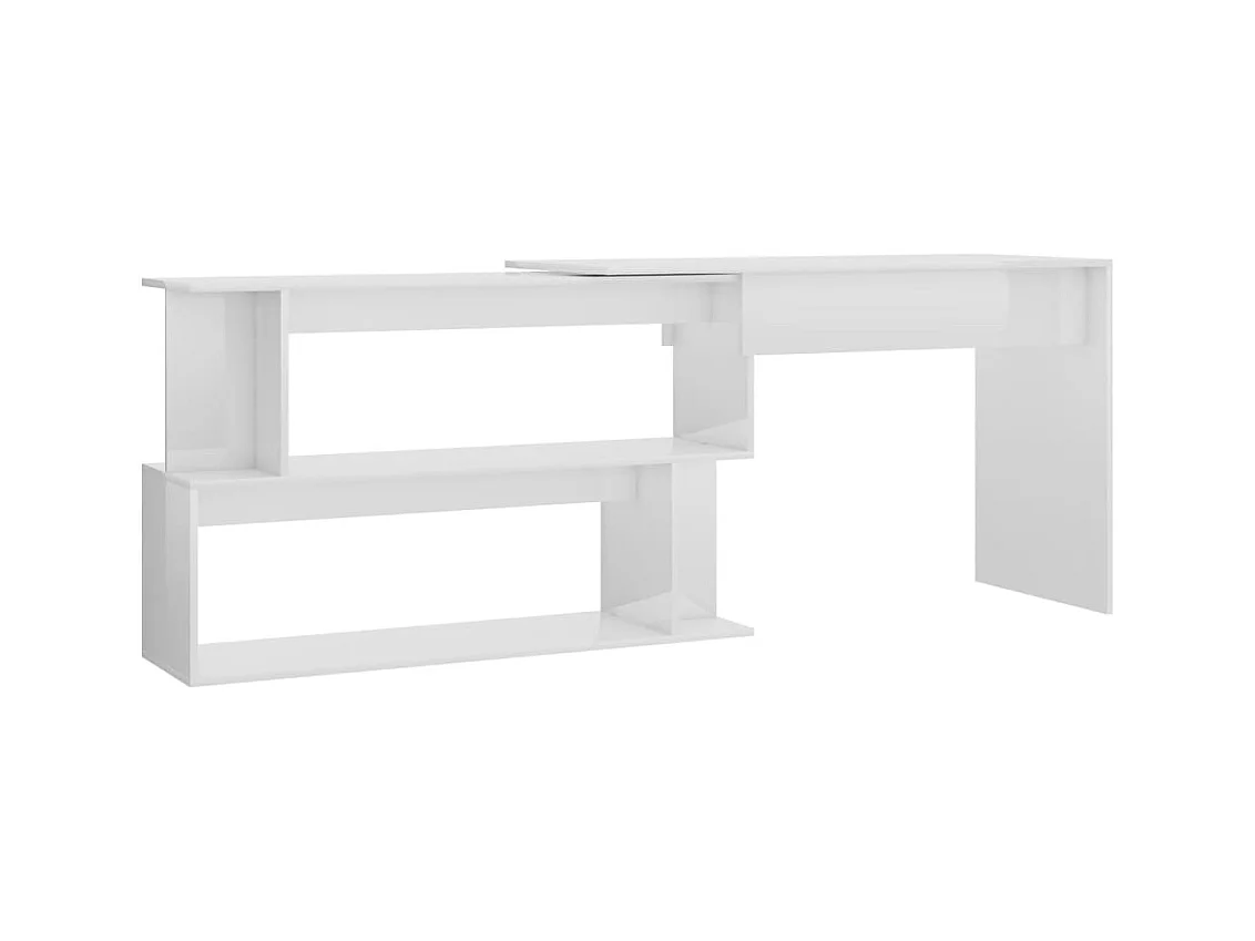 Jakobstad  Hoekbureau 200x50x76 cm bewerkt hout hoogglans wit
