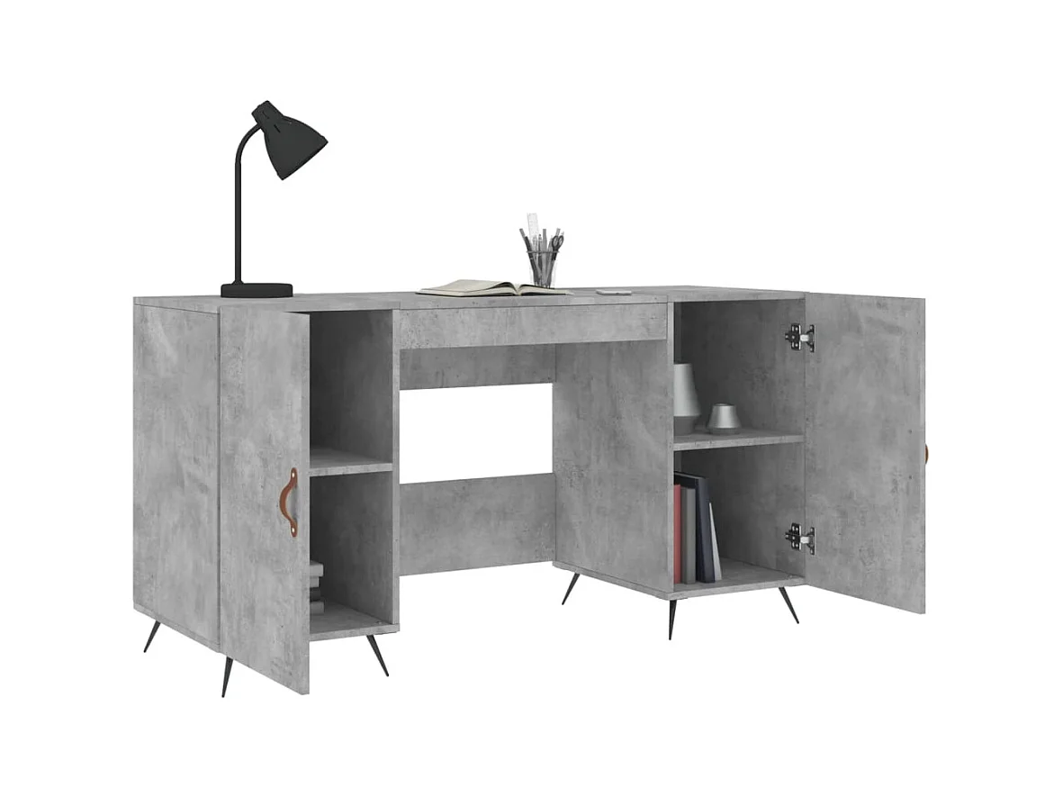 Jan  Bureau gris béton 140x50x75 cm bois d'ingénierie