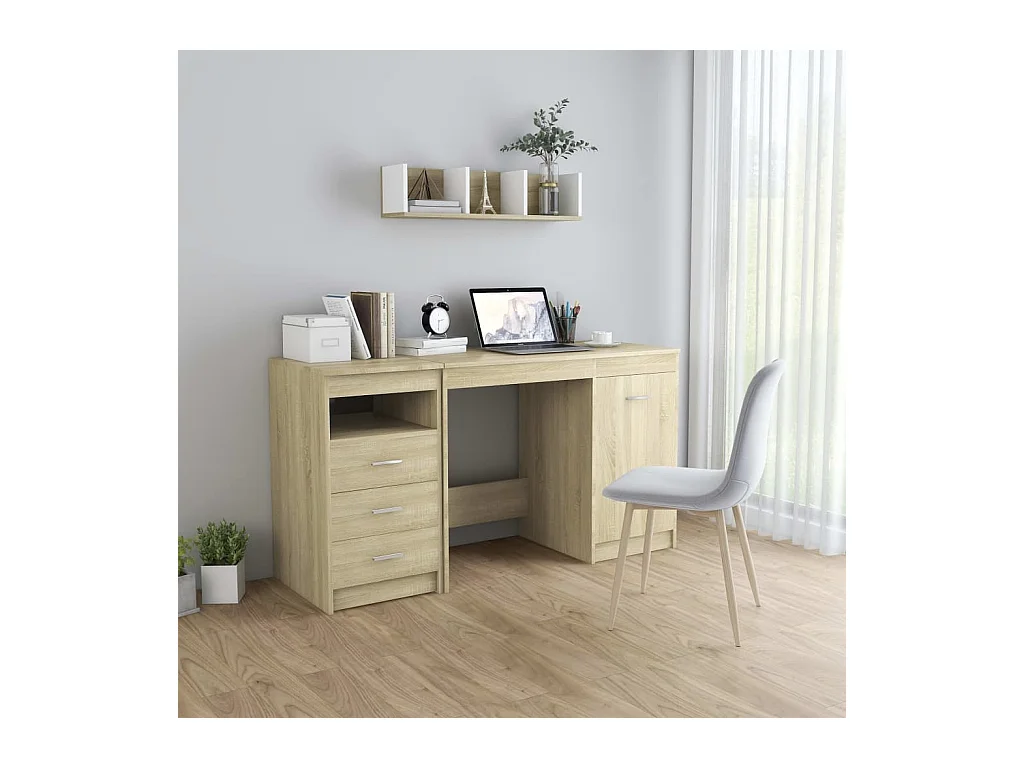 Hristina  Bureau 140x50x76 cm bewerkt hout sonoma eikenkleurig