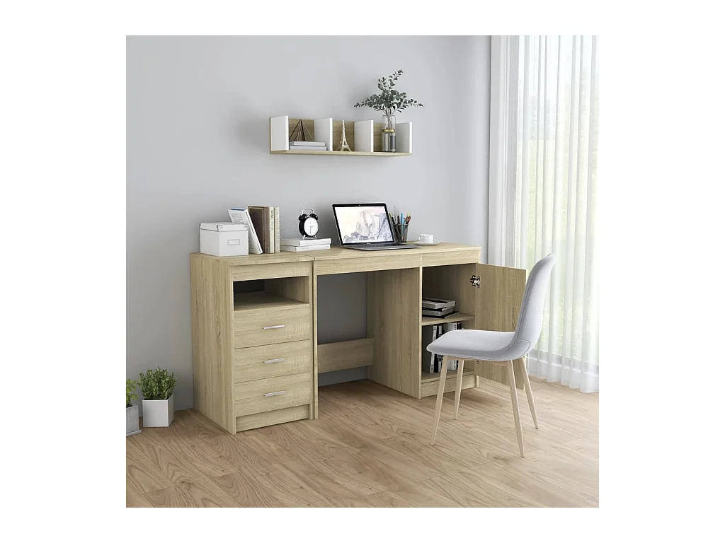 Hristina  Bureau Chêne sonoma 140x50x76 cm Bois d’ingénierie