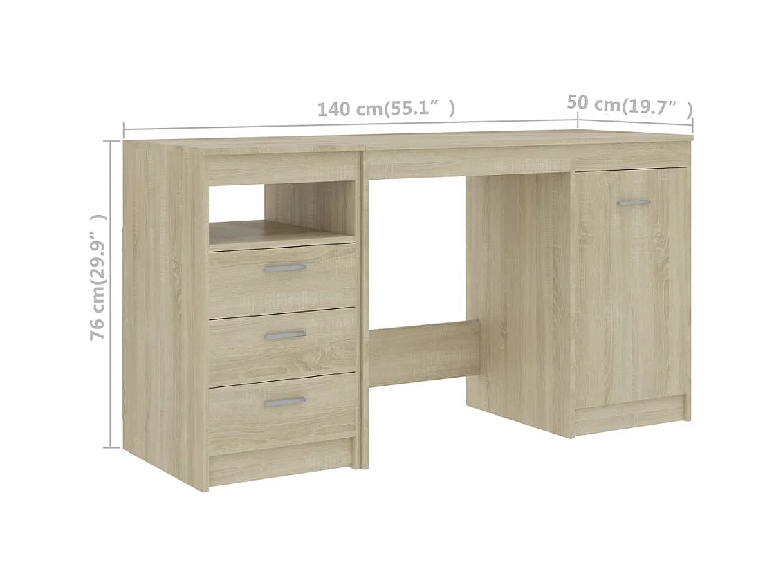 Hristina  Bureau Chêne sonoma 140x50x76 cm Bois d’ingénierie