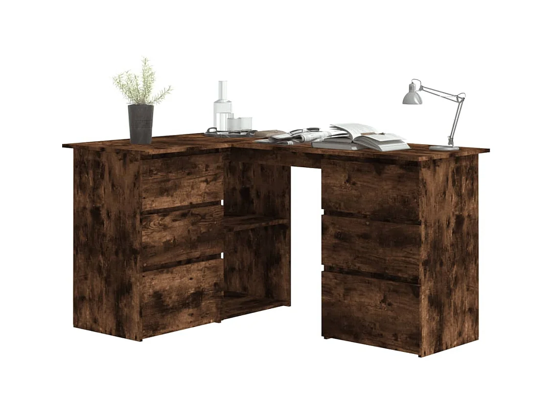 Savukoski  Bureau d'angle Chêne fumé 145x100x76 cm Bois d'ingénierie