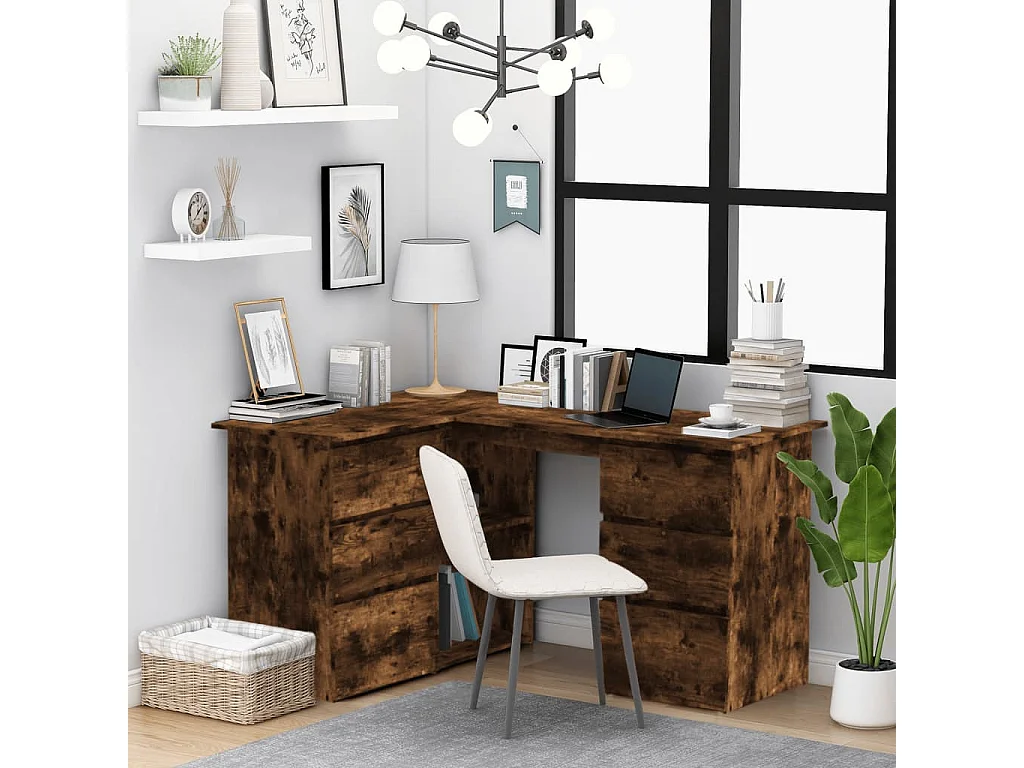 Savukoski  Bureau d'angle Chêne fumé 145x100x76 cm Bois d'ingénierie