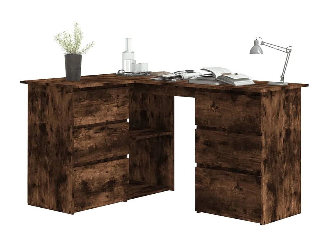 Savukoski  Bureau d'angle Chêne fumé 145x100x76 cm Bois d'ingénierie