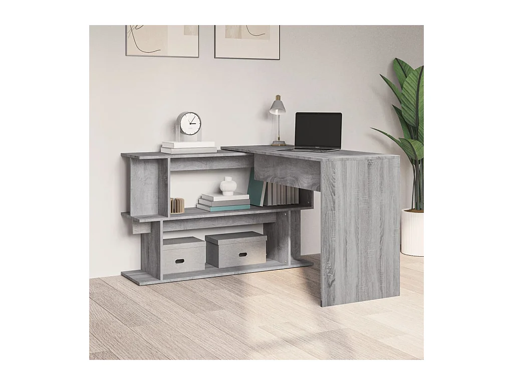 Jakobstad  Bureau d'angle Sonoma gris 200x50x76 cm Bois d'ingénierie