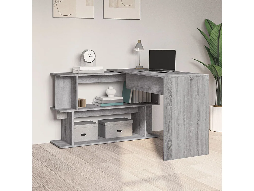 Jakobstad  Bureau d'angle Sonoma gris 200x50x76 cm Bois d'ingénierie