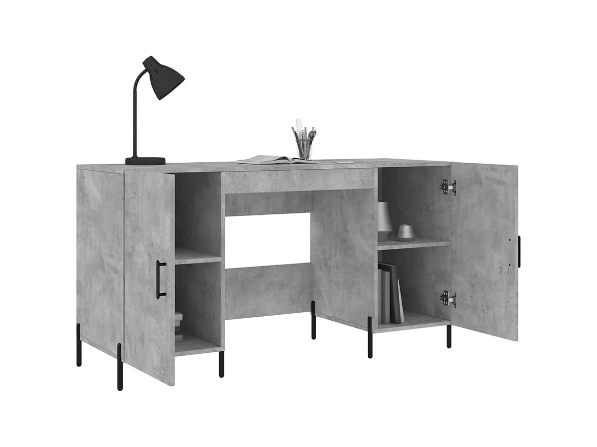 Fort Payne  Bureau gris béton 140x50x75 cm bois d'ingénierie