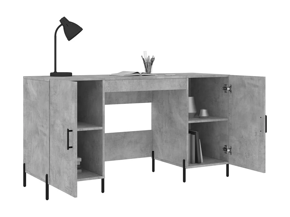 Fort Payne  Bureau gris béton 140x50x75 cm bois d'ingénierie