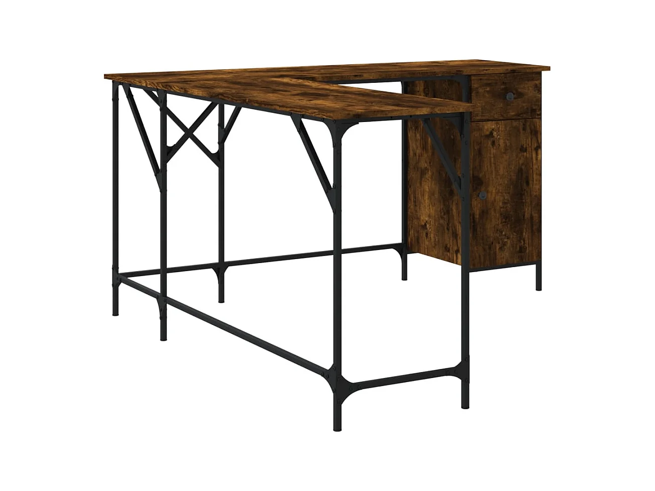 Nicklas  Bureau chêne fumé 141x141x75 cm bois d'ingénierie