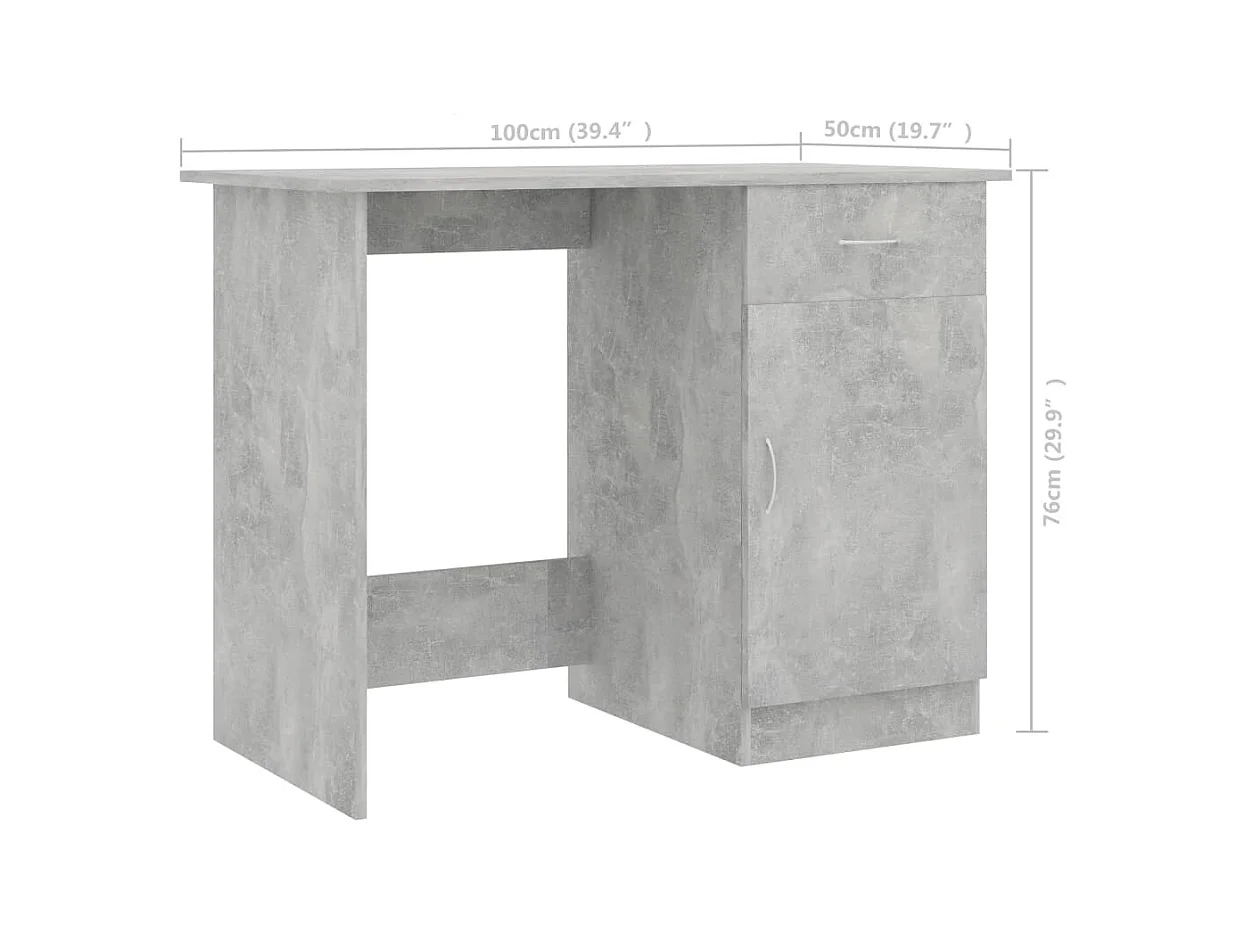 Adriano  Bureau Gris béton 100x50x76 cm Bois d’ingénierie