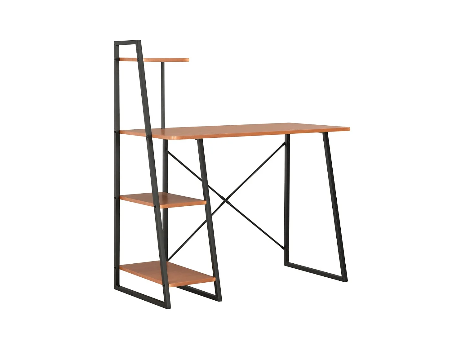 Brynsi  Bureau avec étagère Noir et marron 102x50x117 cm