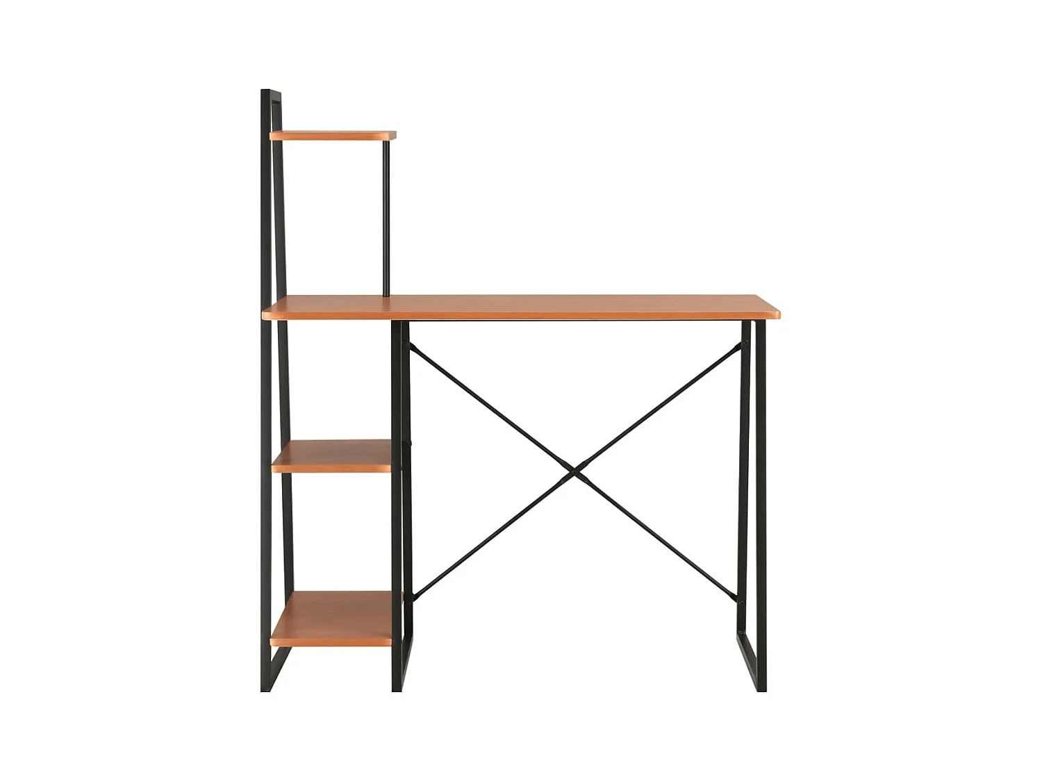 Brynsi  Bureau avec étagère Noir et marron 102x50x117 cm