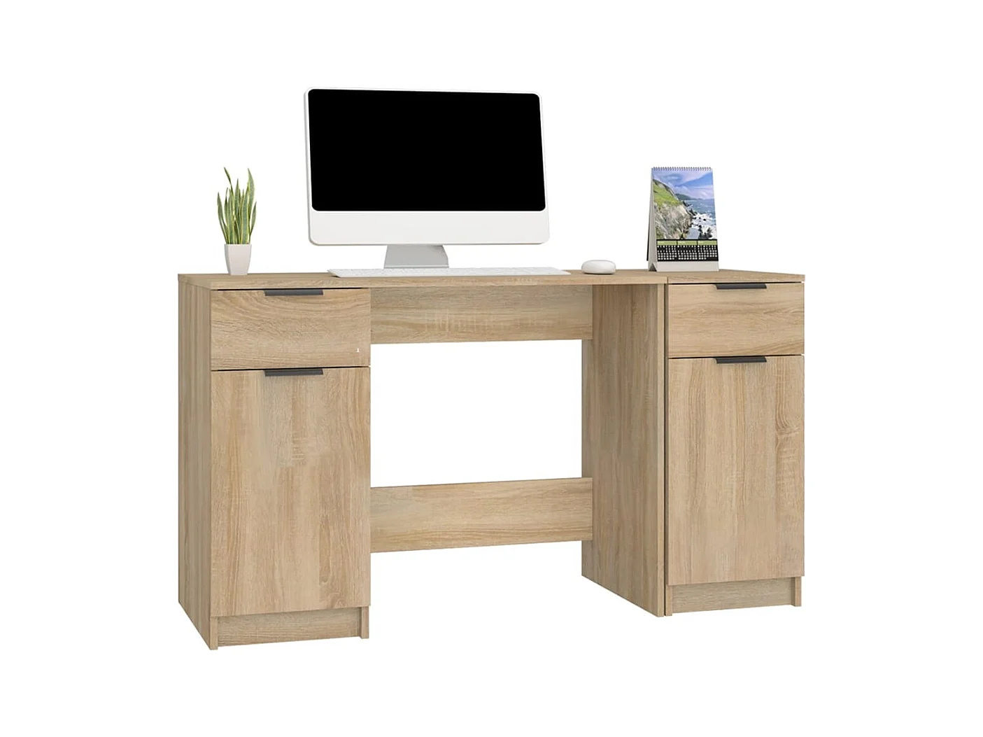 Samantha  Bureau avec armoire latérale Chêne sonoma Bois d'ingénierie