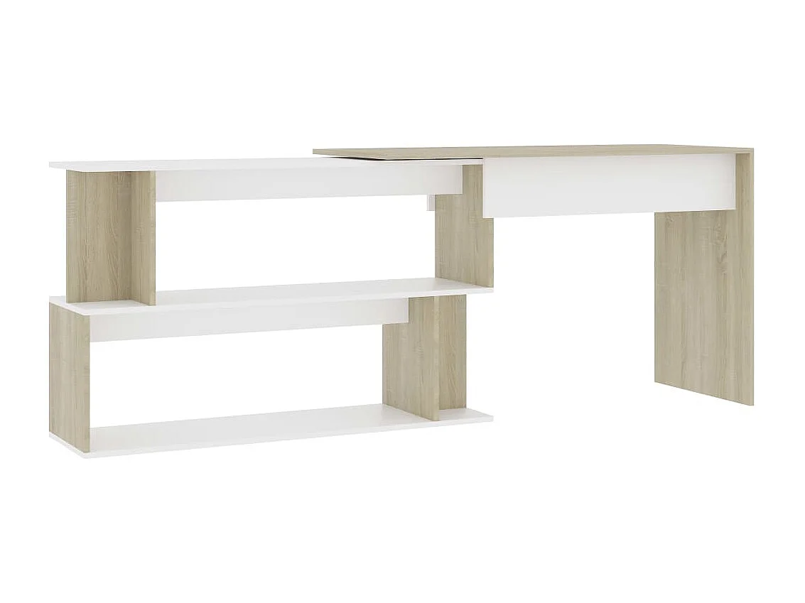 Jakobstad  Escritorio de esquina contrachapada blanco y roble 200x50x76 cm