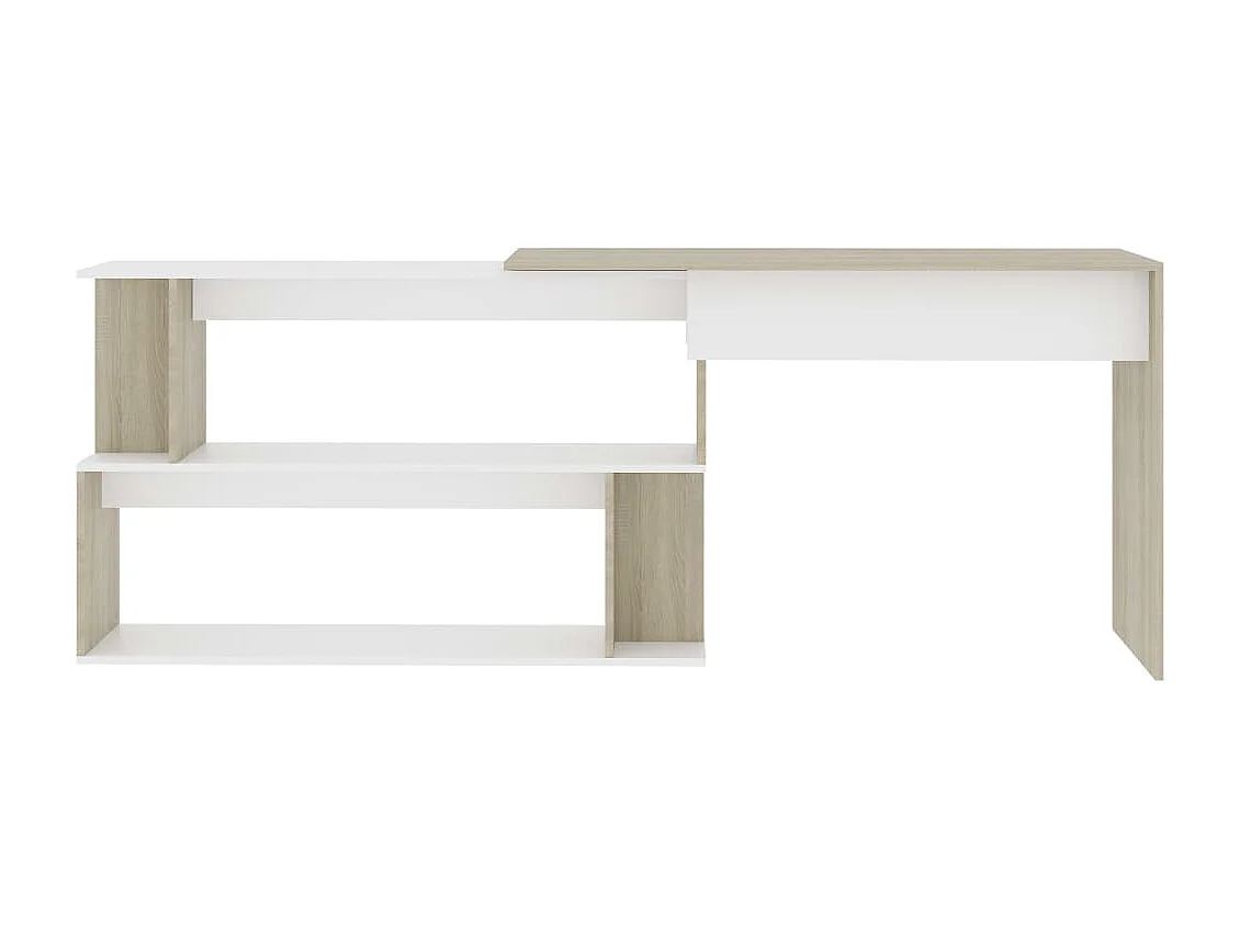 Jakobstad  Escritorio de esquina contrachapada blanco y roble 200x50x76 cm