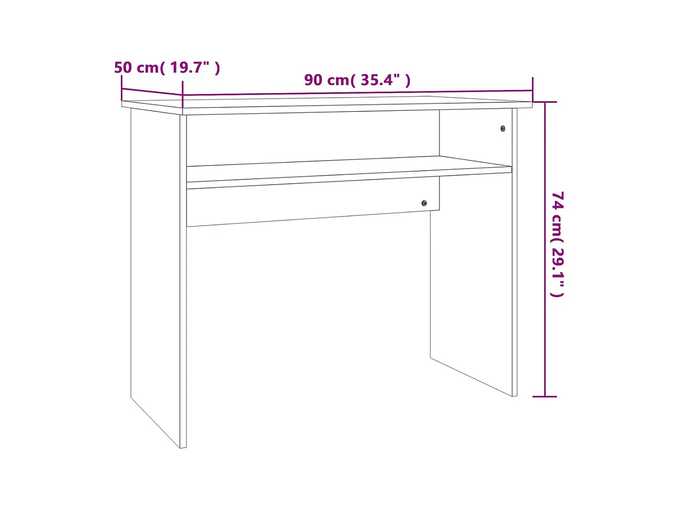 Wiek  Bureau Chêne sonoma 90x50x74 cm Bois d'ingénierie