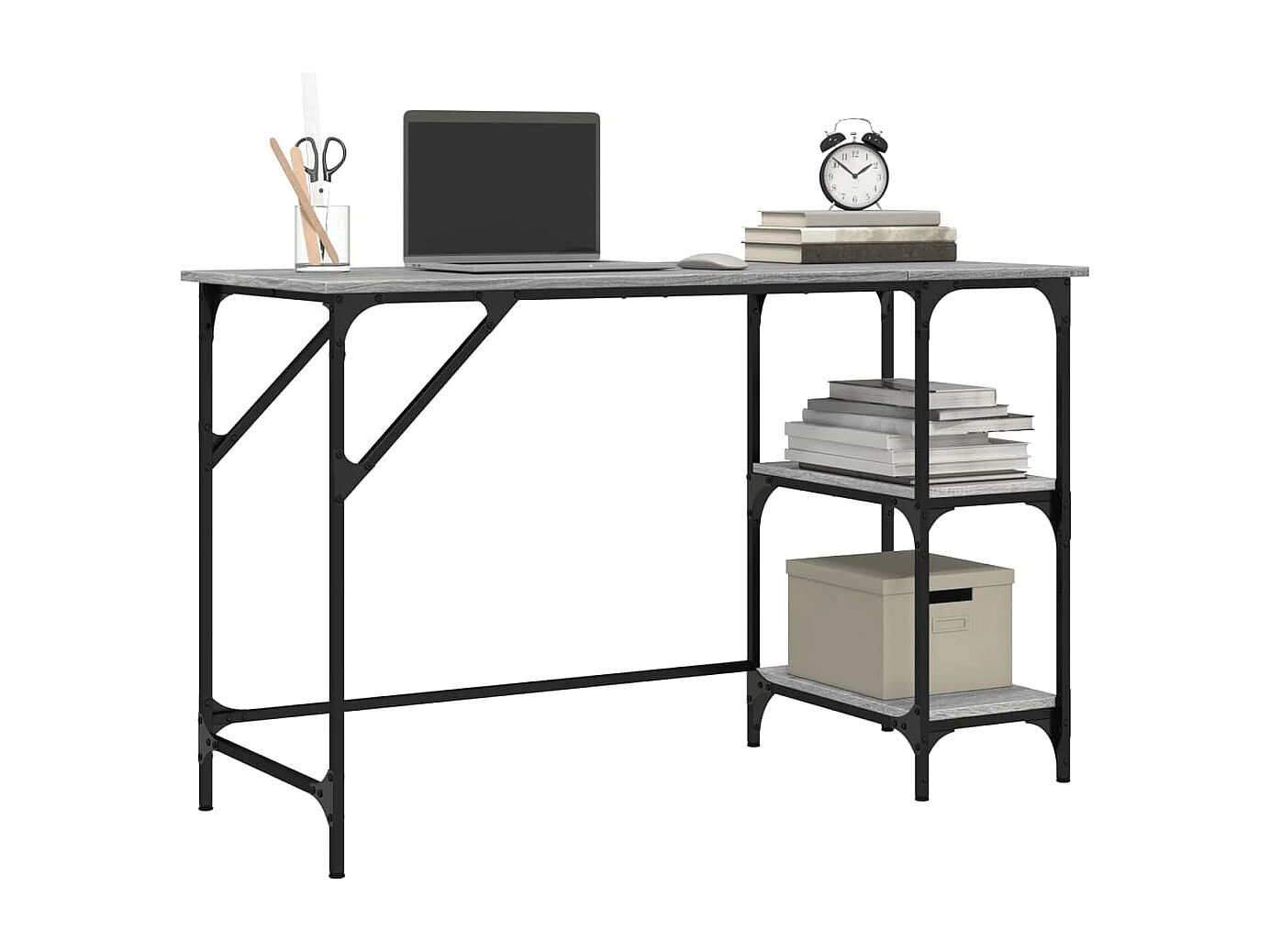 Zef  Bureau sonoma gris 120x50x75 cm métal et bois d'ingénierie