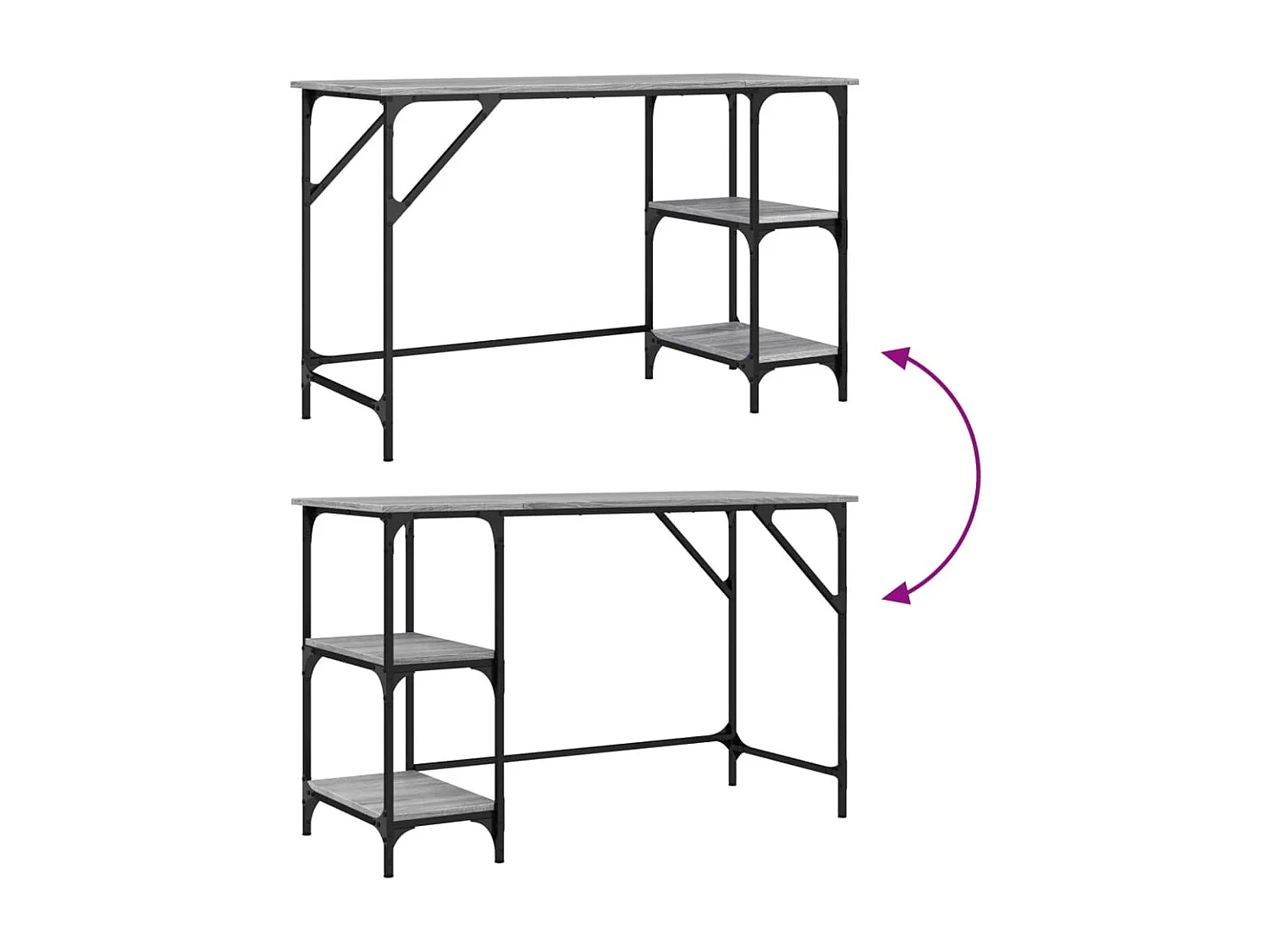 Zef  Bureau sonoma gris 120x50x75 cm métal et bois d'ingénierie