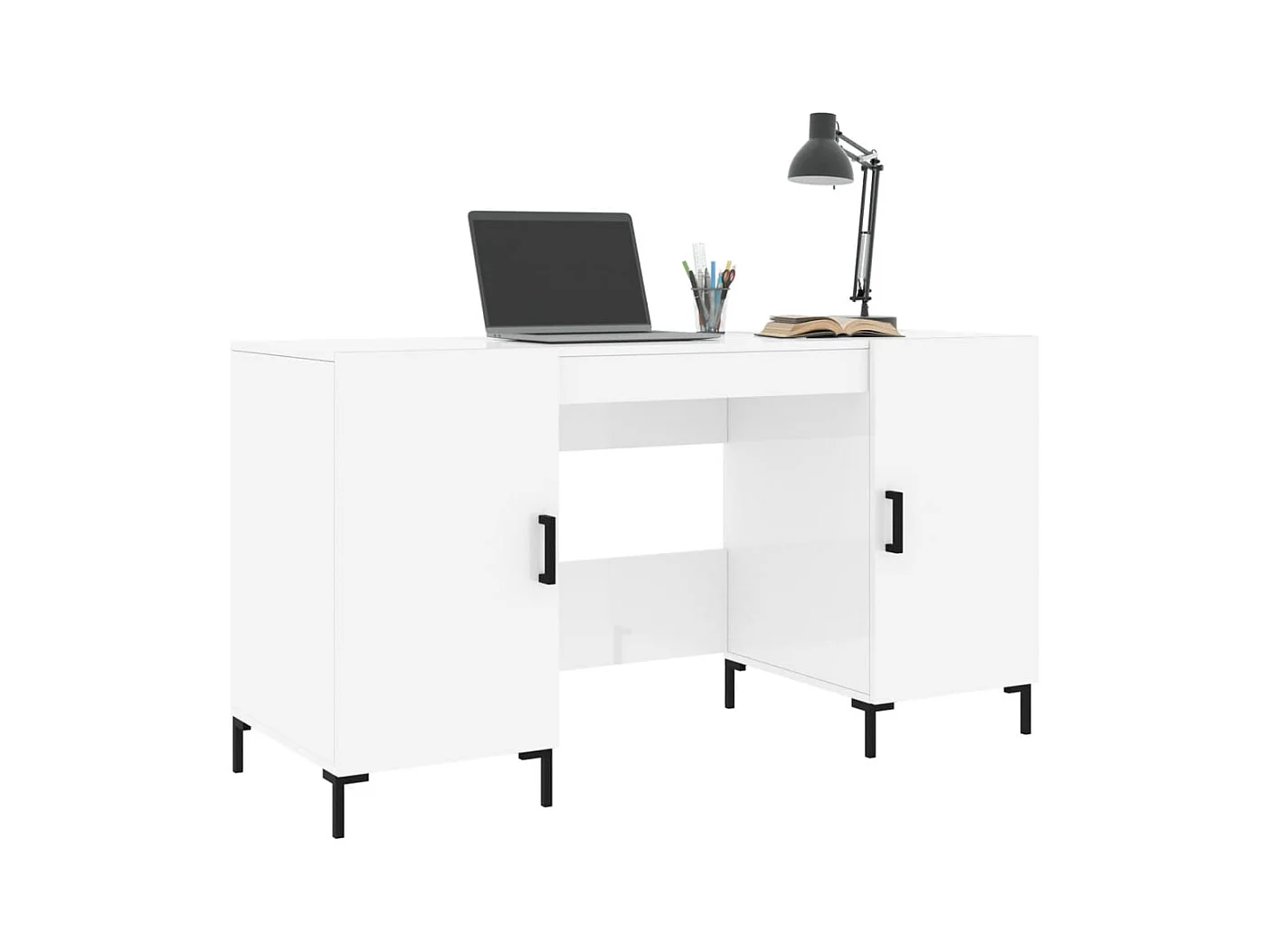 Ljorin  Bureau Blanc brillant 140x50x75 cm Bois d'ingénierie