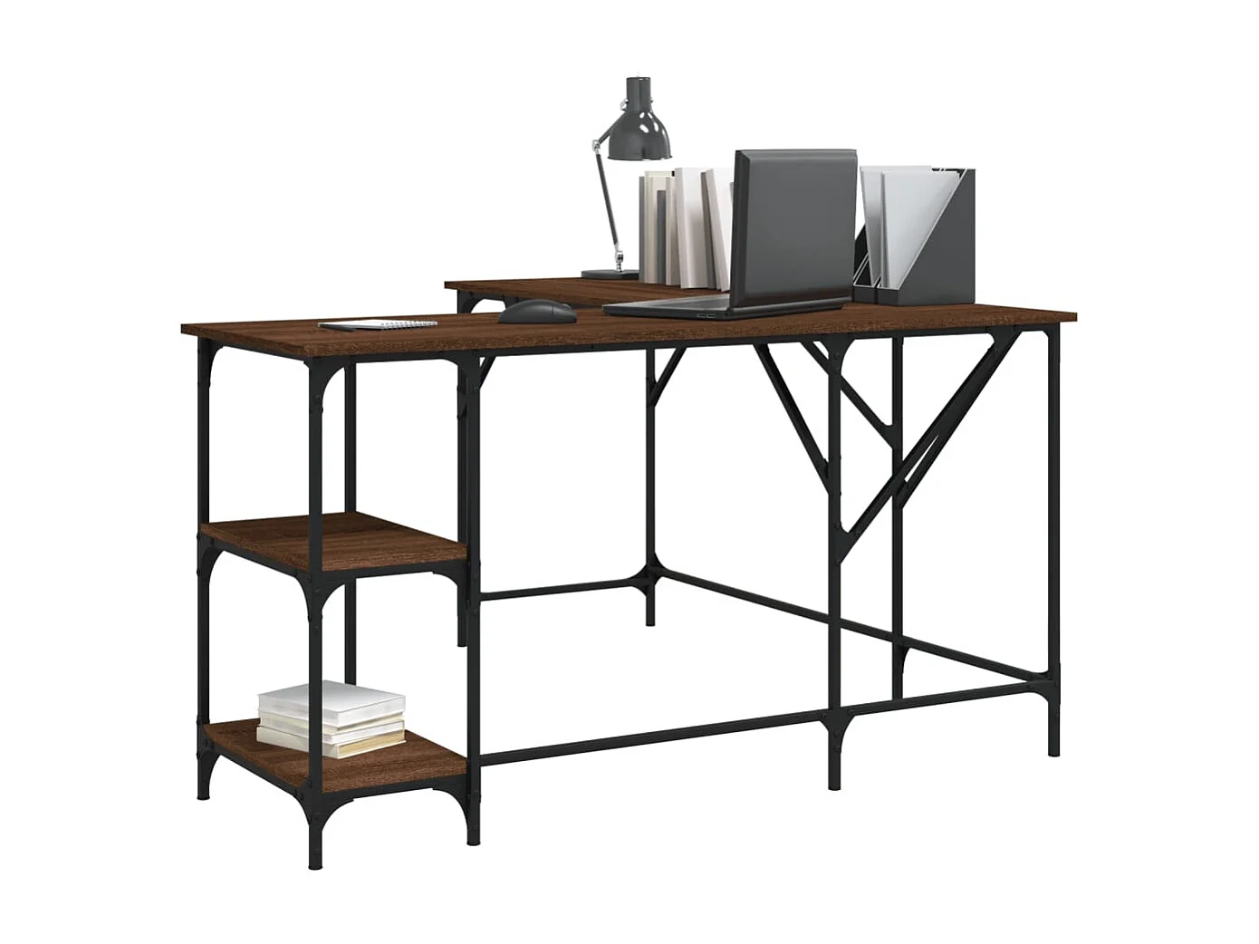 Selma  Bureau chêne marron 139x139x75 cm bois d'ingénierie