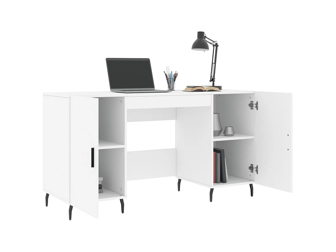 Rhea  Bureau blanc 140x50x75 cm bois d'ingénierie