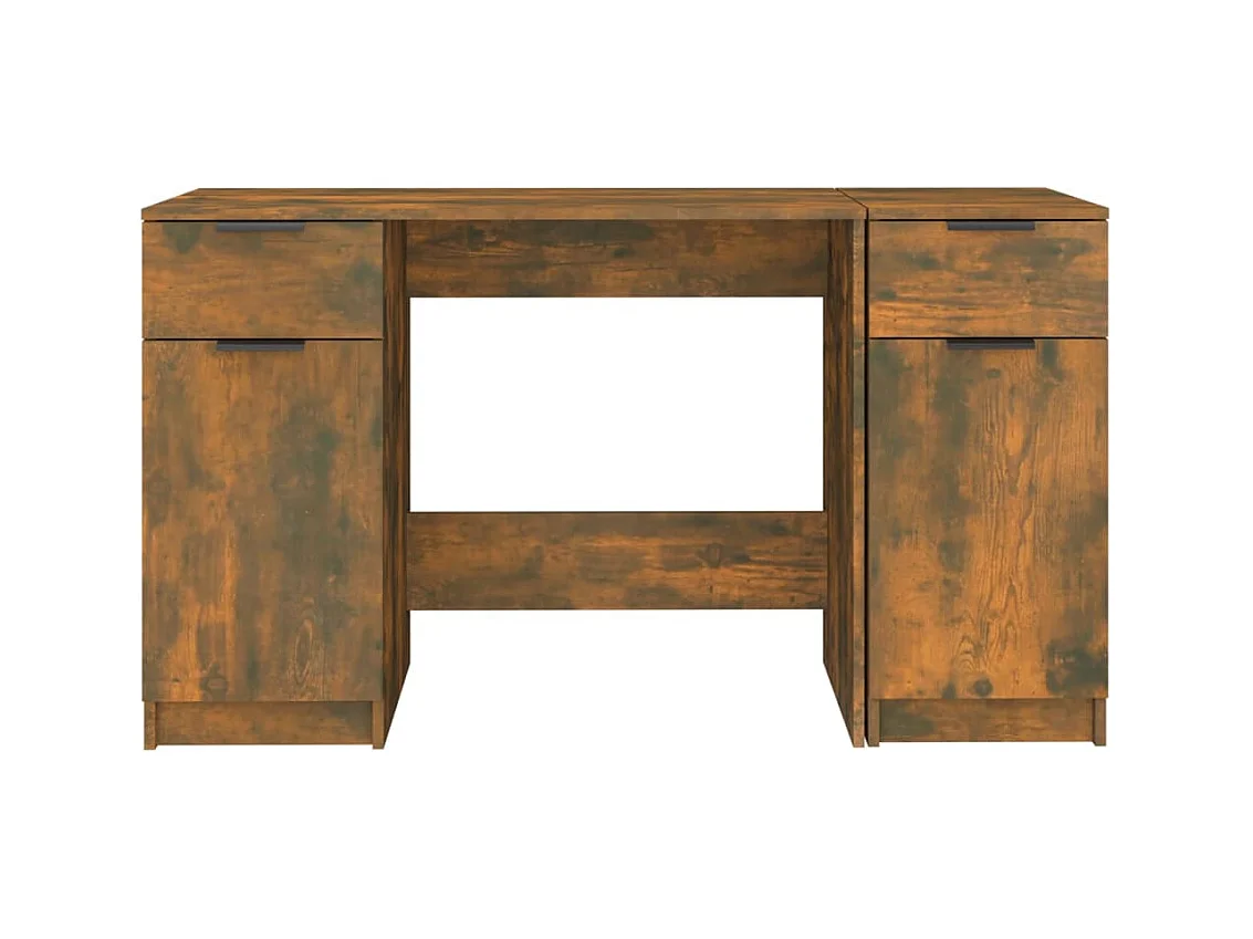 Samantha  Bureau avec armoire latérale Chêne fumé Bois d'ingénierie