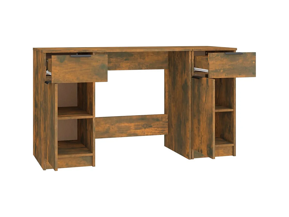 Samantha  Bureau avec armoire latérale Chêne fumé Bois d'ingénierie