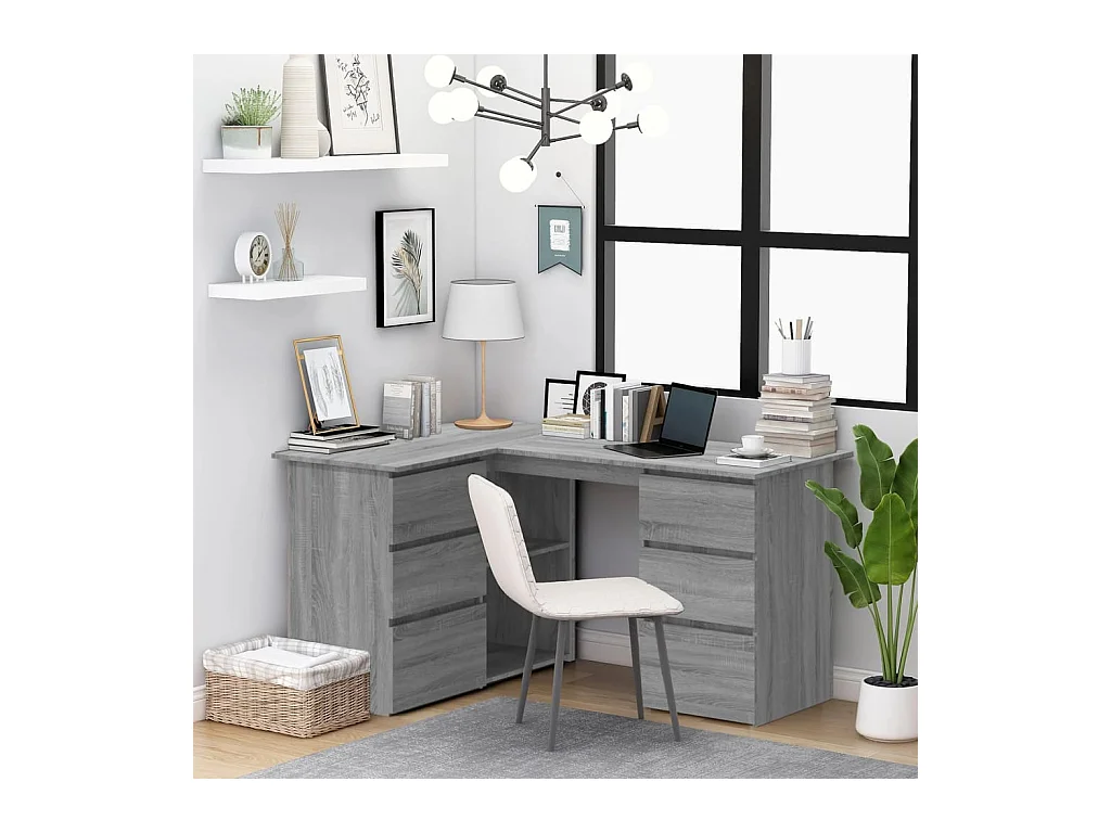 Savukoski  Bureau d'angle Sonoma gris 145x100x76 cm Bois d'ingénierie