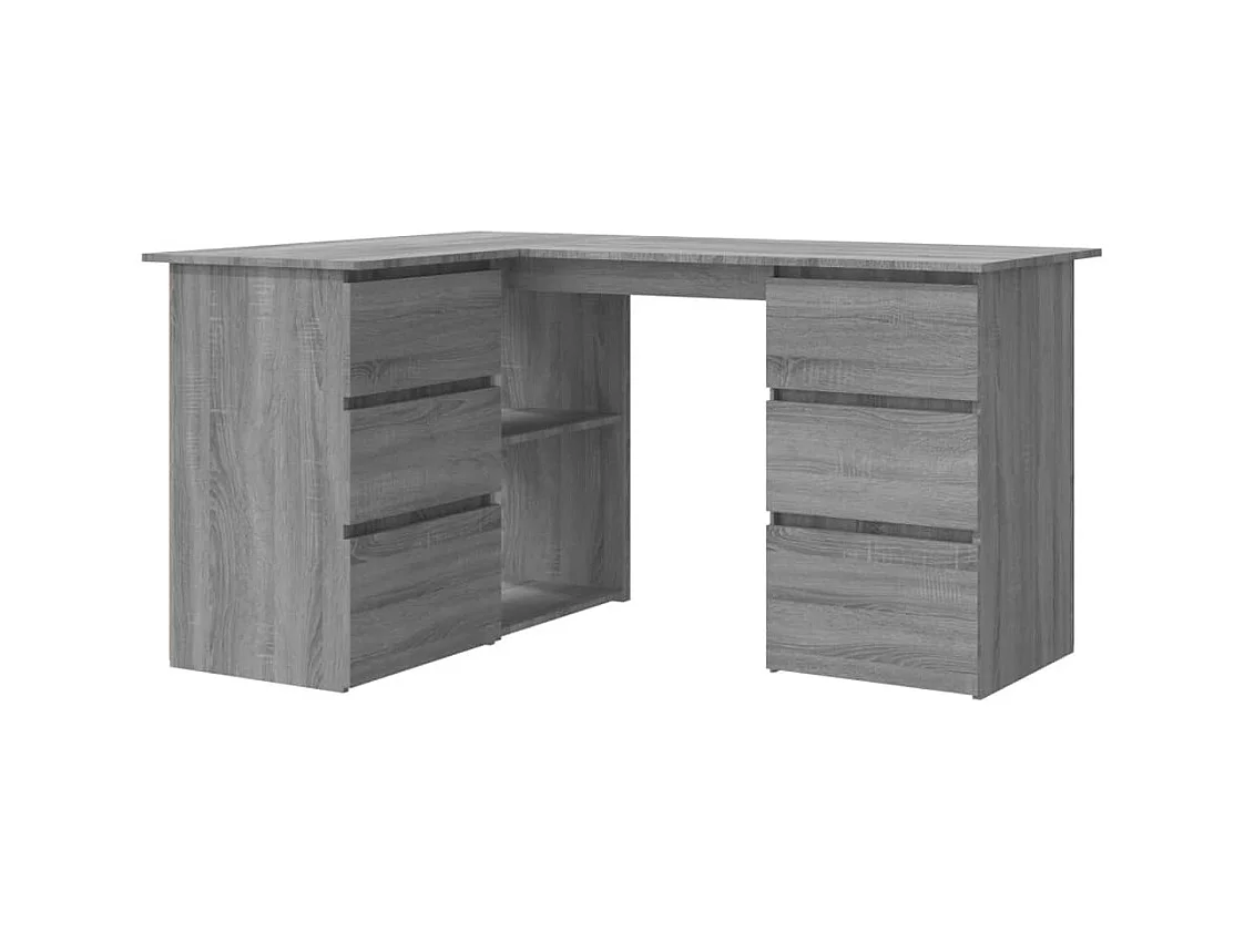 Savukoski  Hoekbureau 145x100x76 cm bewerkt hout grijs sonoma eikenkleurig