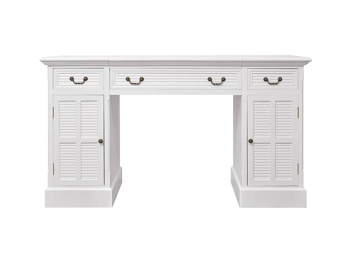 Garden Furniture -  Bureau à double piédestal Blanc 140 x 48 x 80 cm