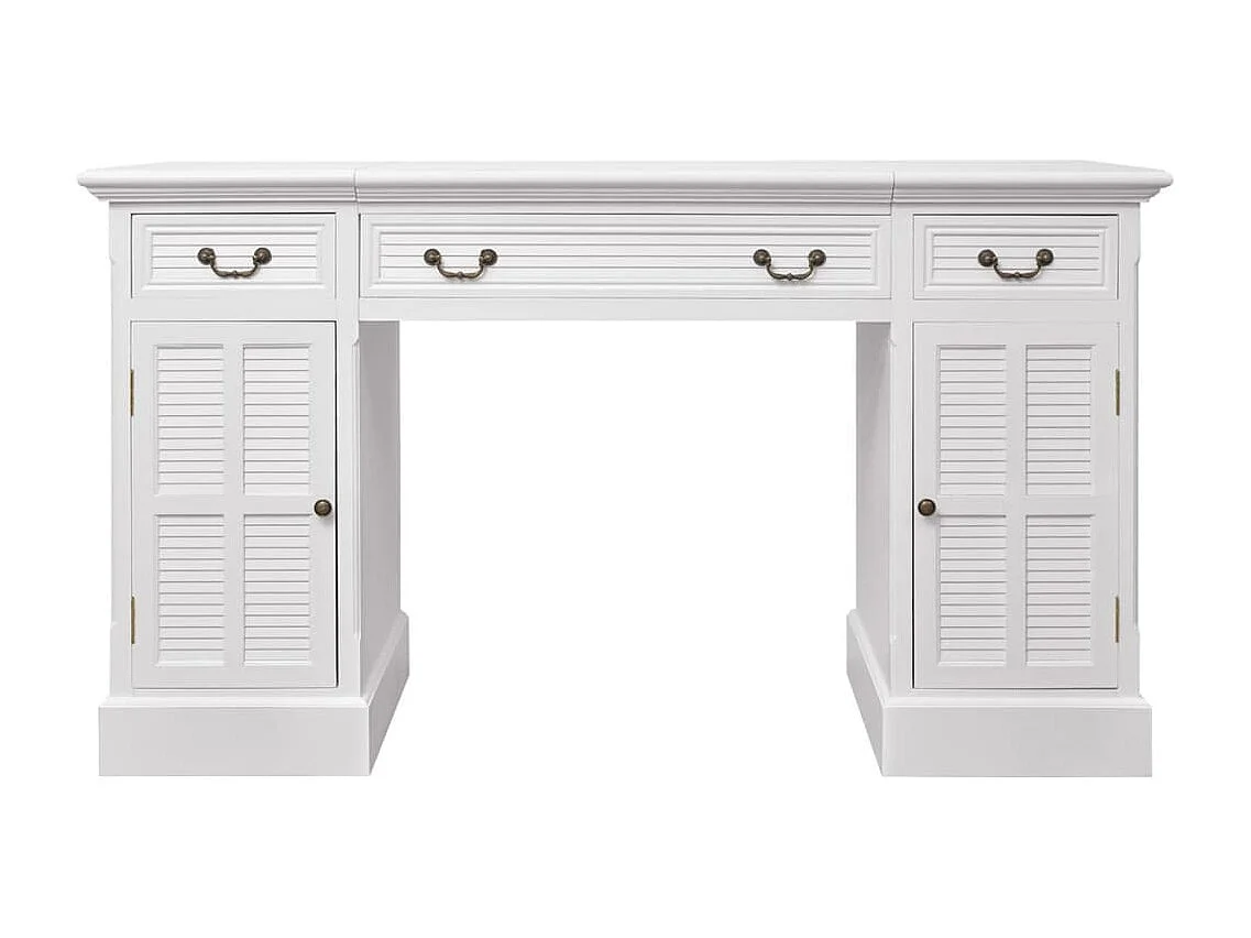 Garden Furniture -  Bureau à double piédestal Blanc 140 x 48 x 80 cm