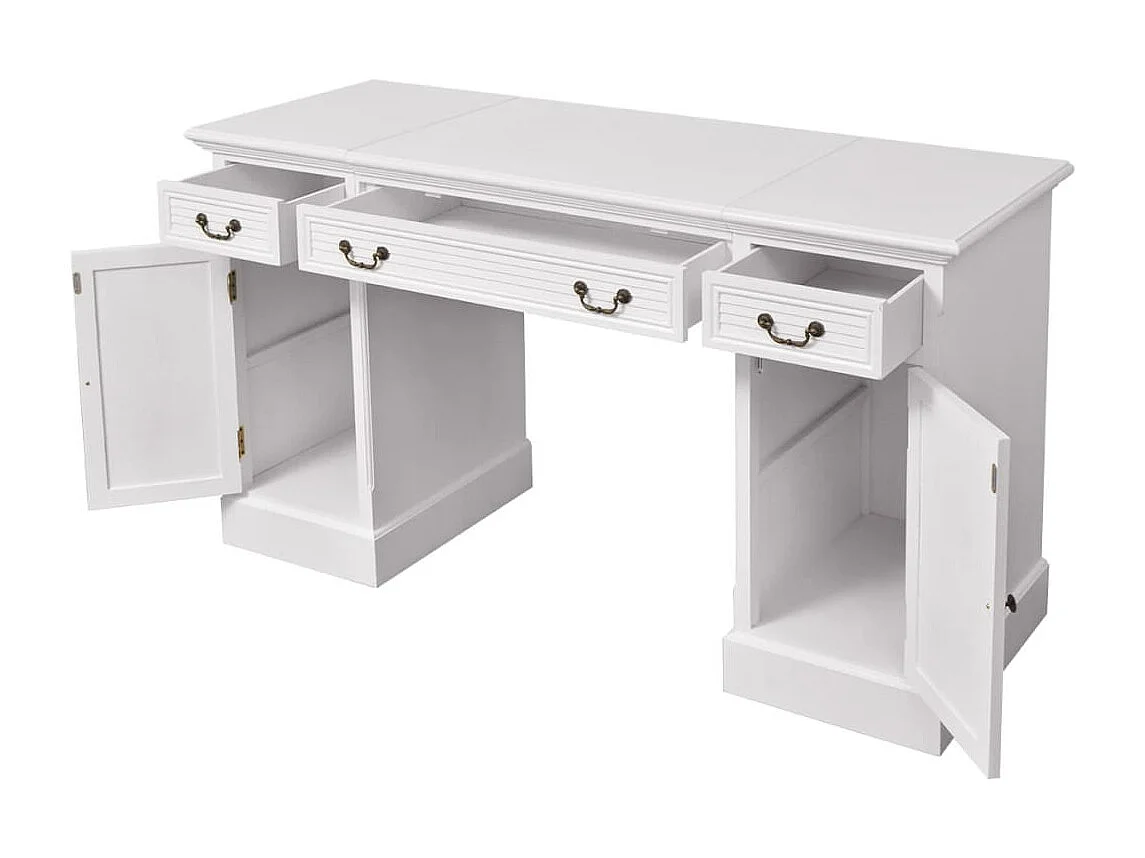 Garden Furniture -  Bureau à double piédestal Blanc 140 x 48 x 80 cm