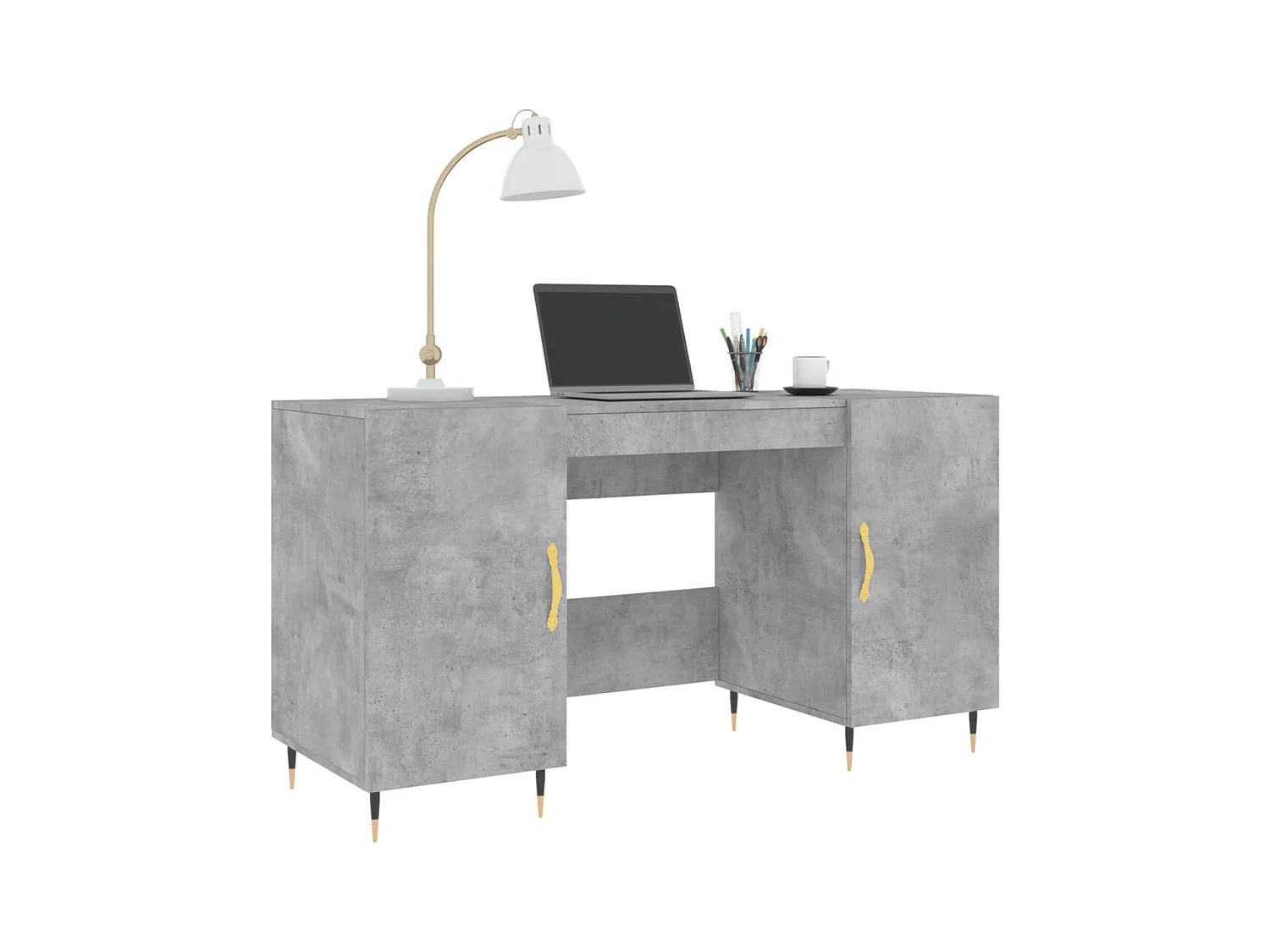 Kahina  Bureau gris béton 140x50x75 cm bois d'ingénierie