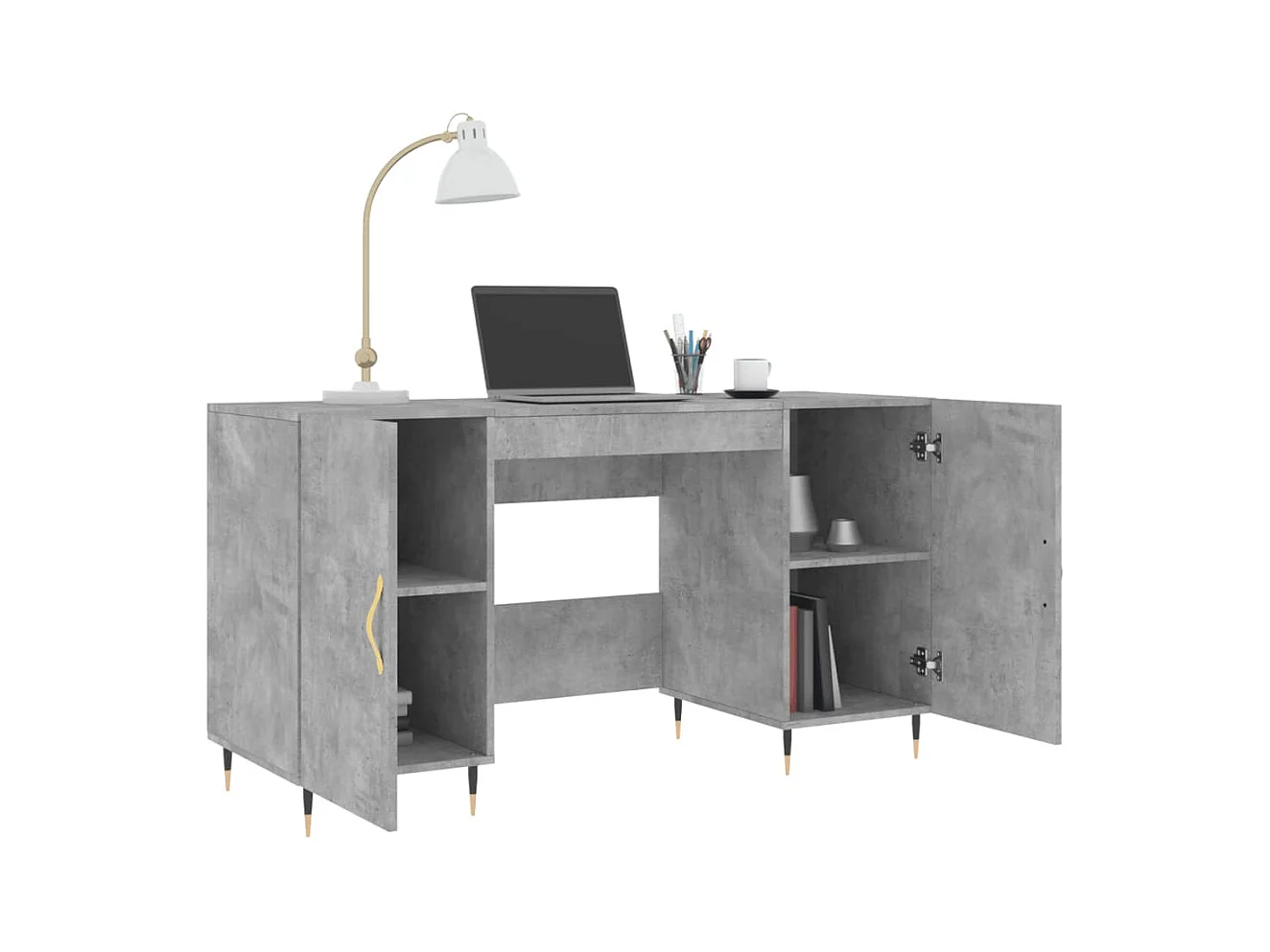 Kahina  Bureau gris béton 140x50x75 cm bois d'ingénierie