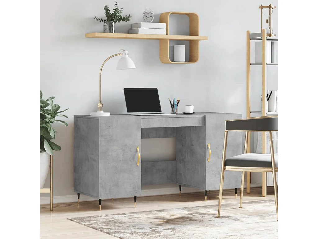 Kahina  Bureau gris béton 140x50x75 cm bois d'ingénierie