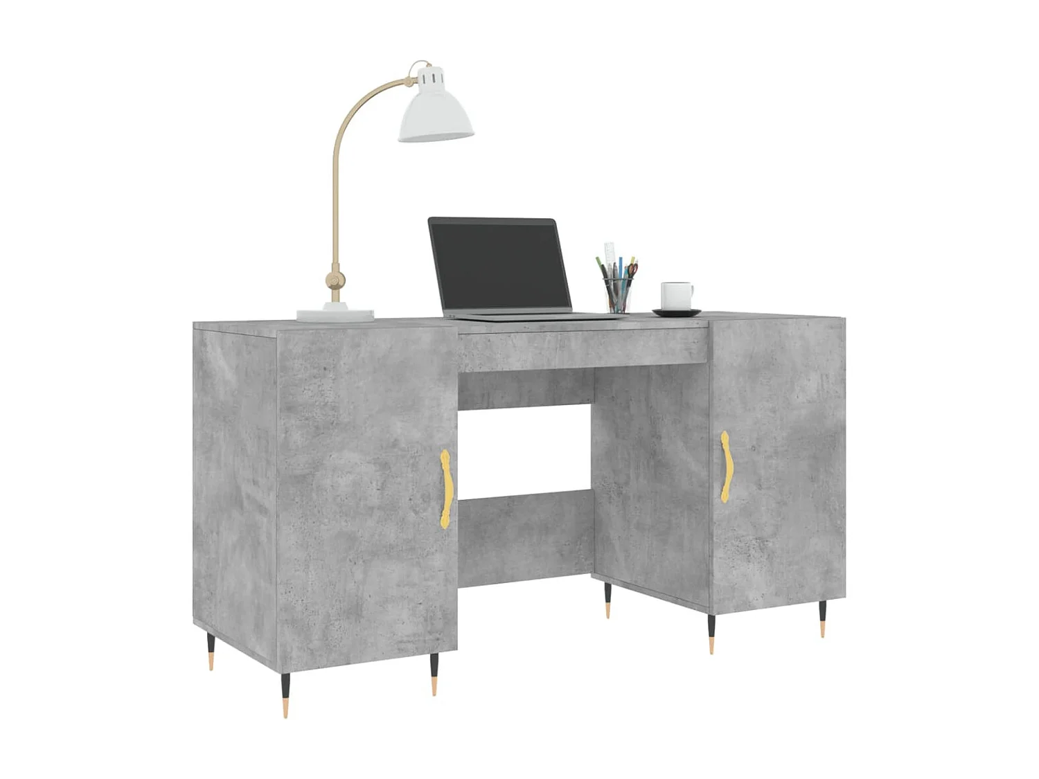 Kahina  Bureau gris béton 140x50x75 cm bois d'ingénierie