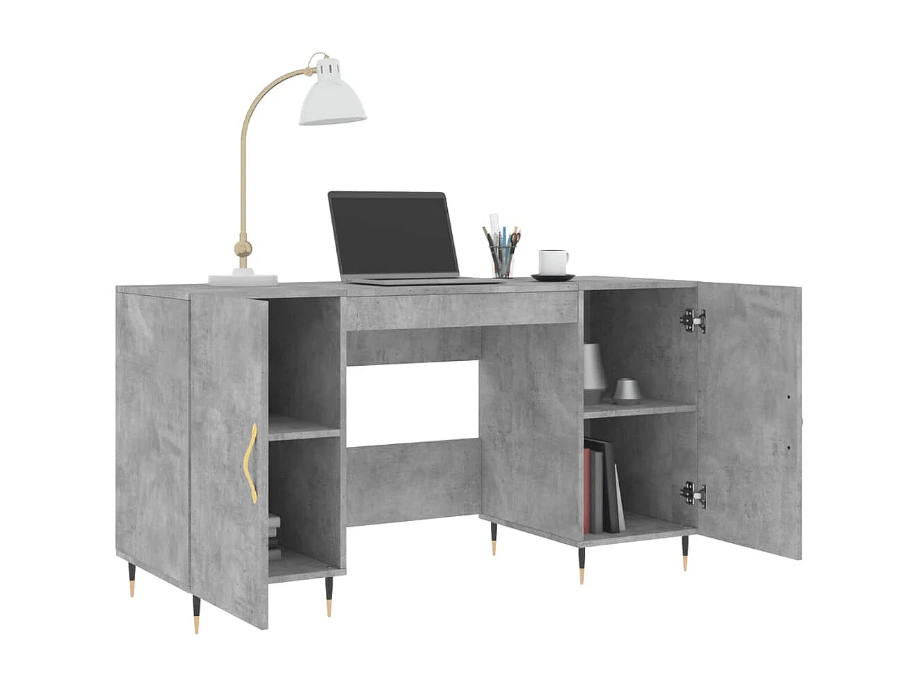 Kahina  Bureau gris béton 140x50x75 cm bois d'ingénierie