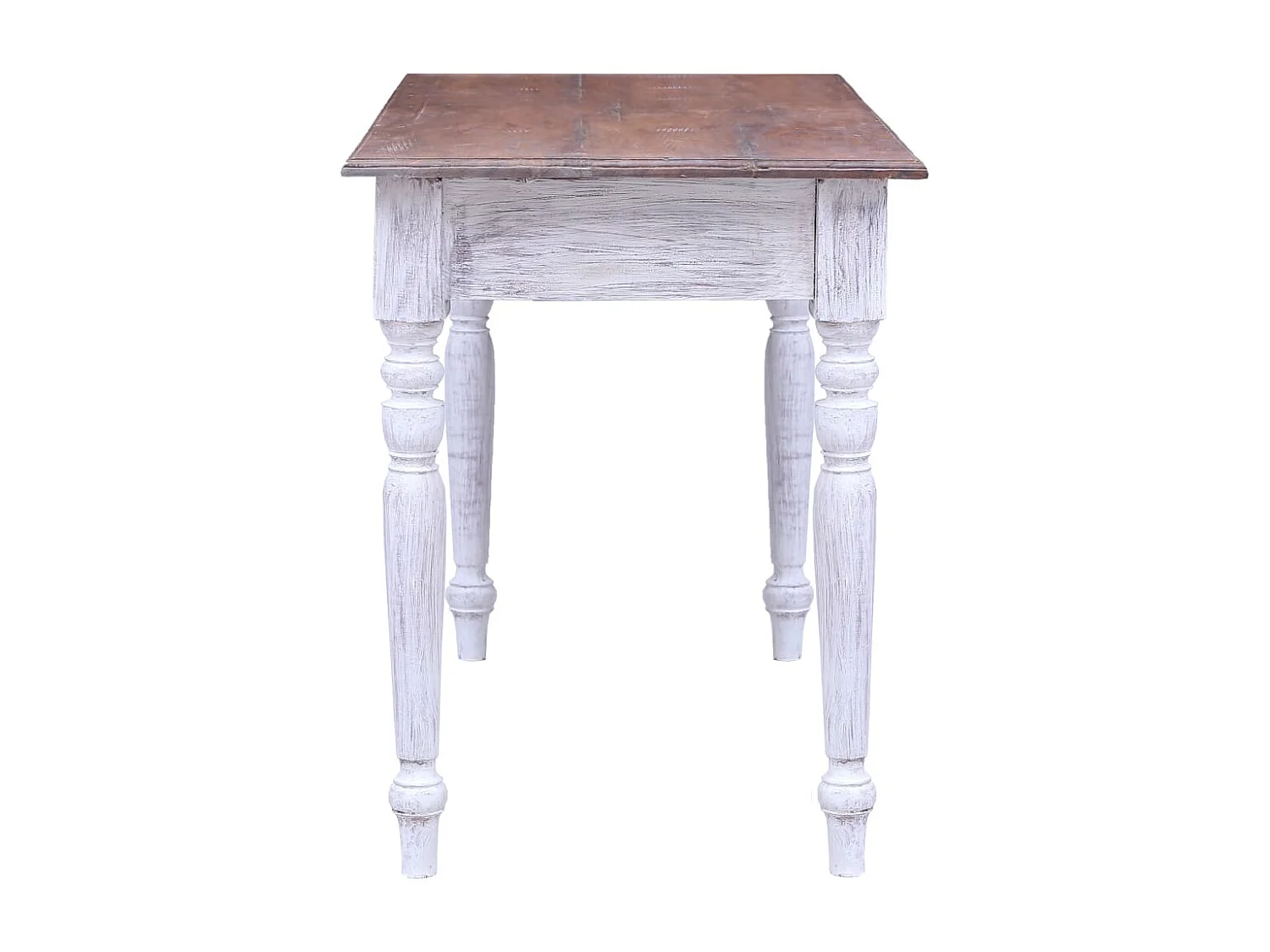 Isaak  Bureau avec tiroirs blanc 117x57x75 cm bois d'acajou massif