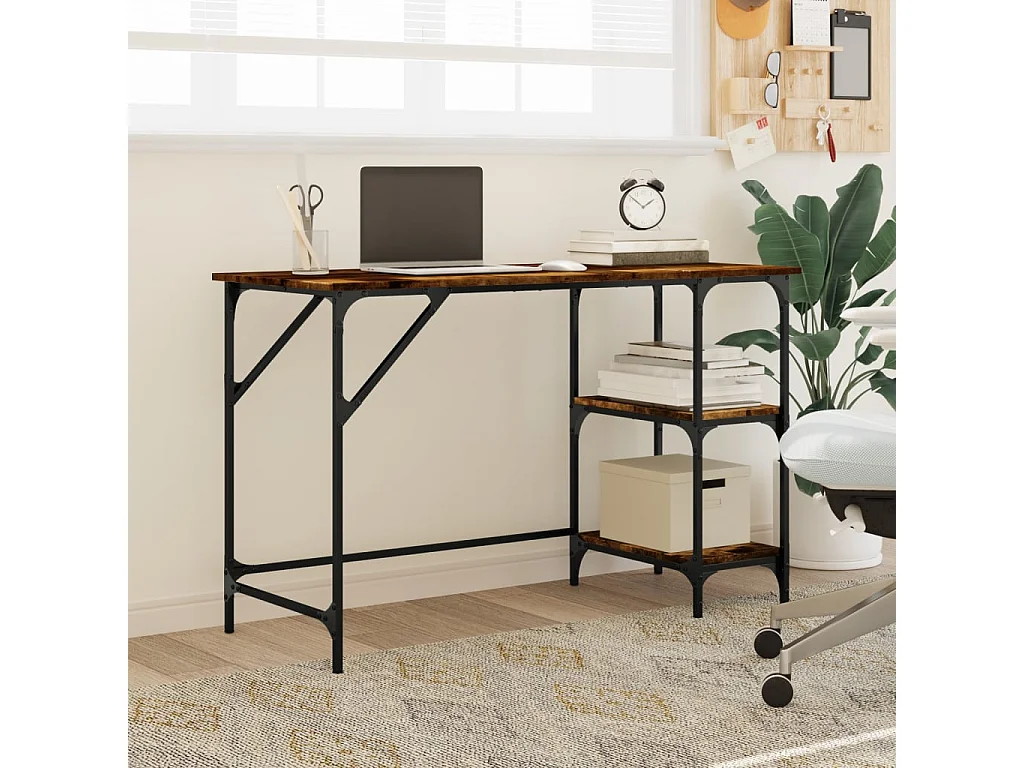 Zef  Bureau chêne fumé 120x50x75 cm métal et bois d'ingénierie