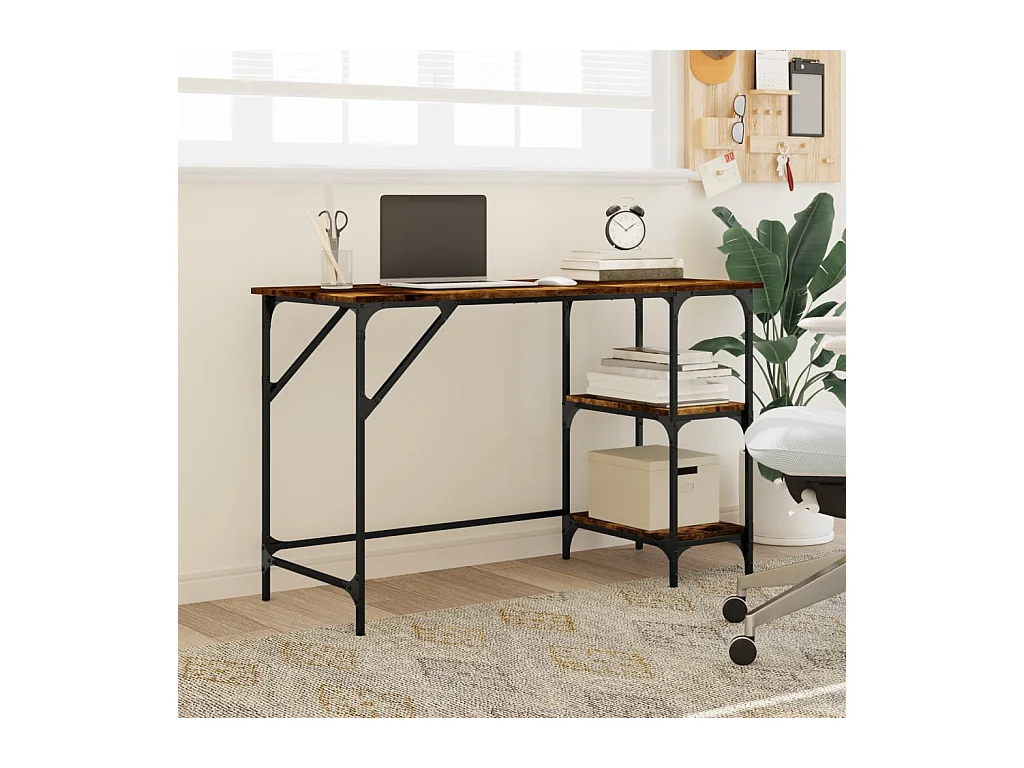 Zef  Bureau chêne fumé 120x50x75 cm métal et bois d'ingénierie