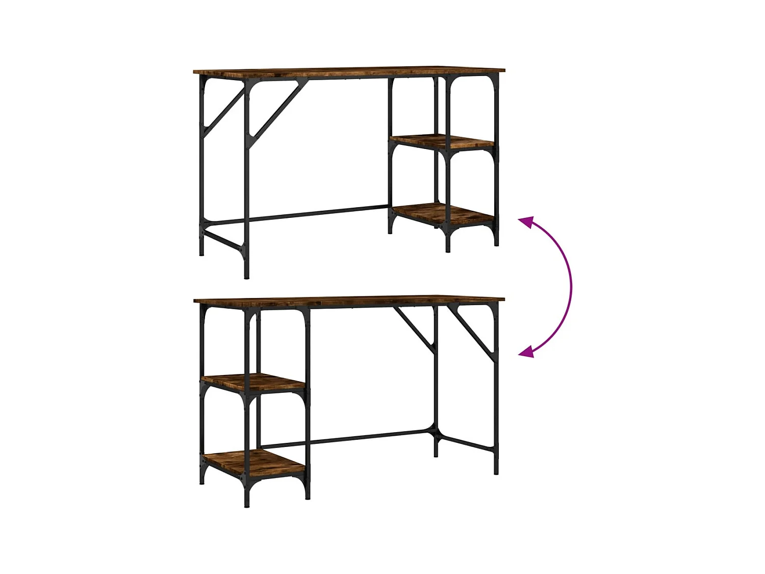 Zef  Bureau chêne fumé 120x50x75 cm métal et bois d'ingénierie