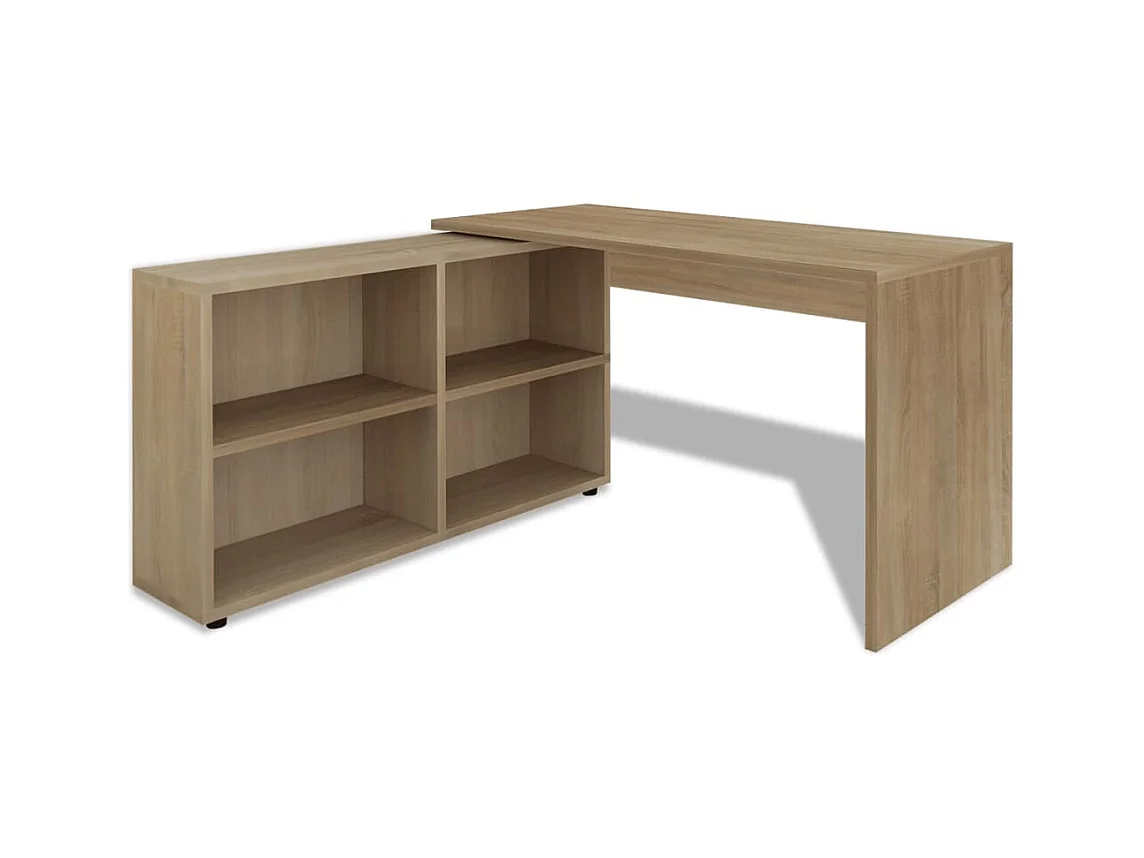 Ferlin  Bureau d'angle 4 étagères chêne