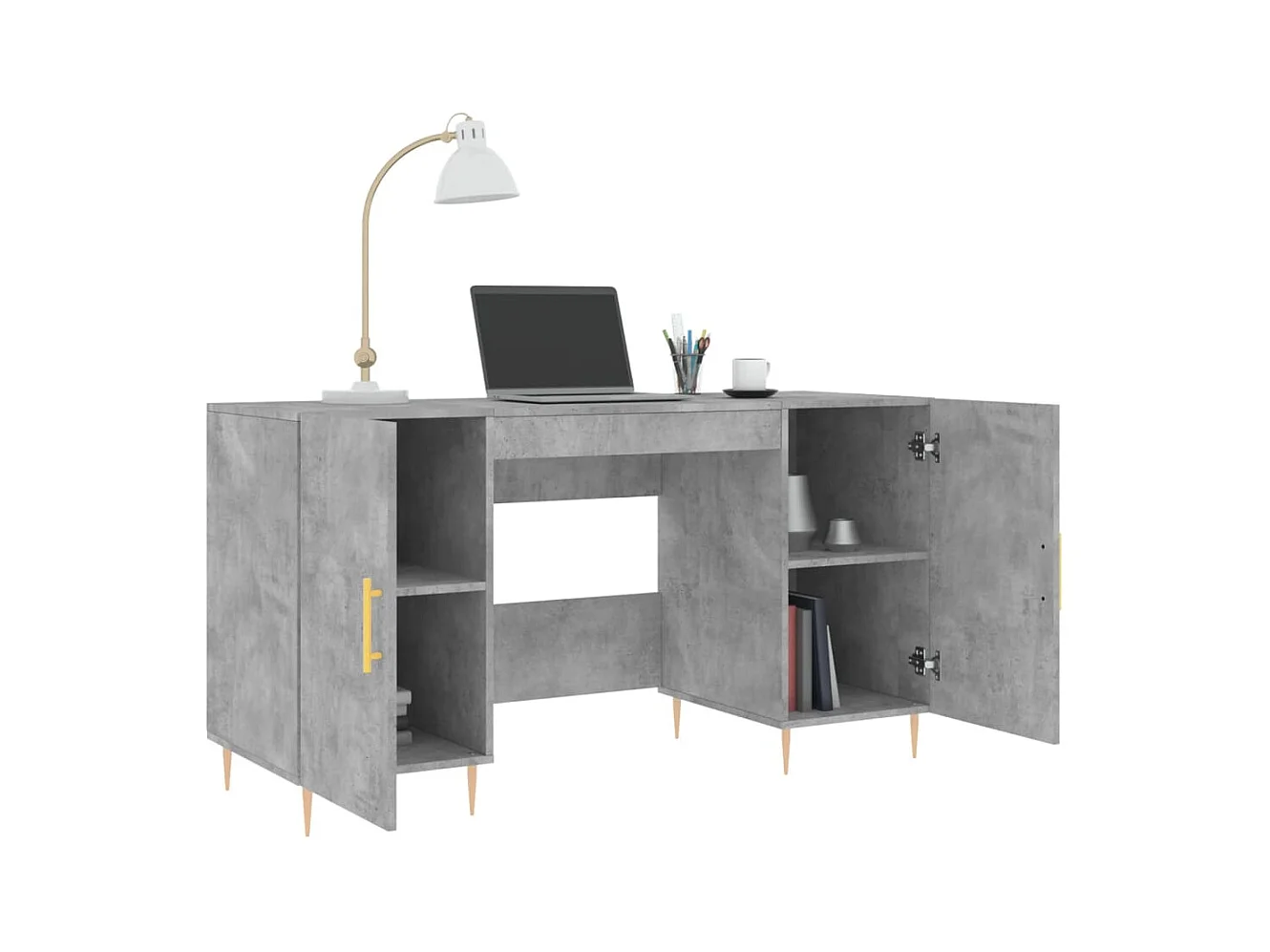 Anne-Marie  Bureau gris béton 140x50x75 cm bois d'ingénierie