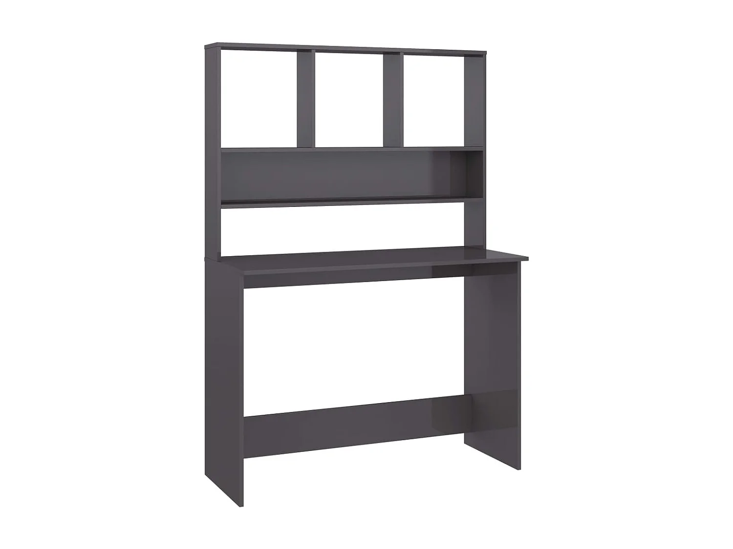 Jomala  Bureau avec étagères Gris brillant 110 x 45 x 157 cm Aggloméré