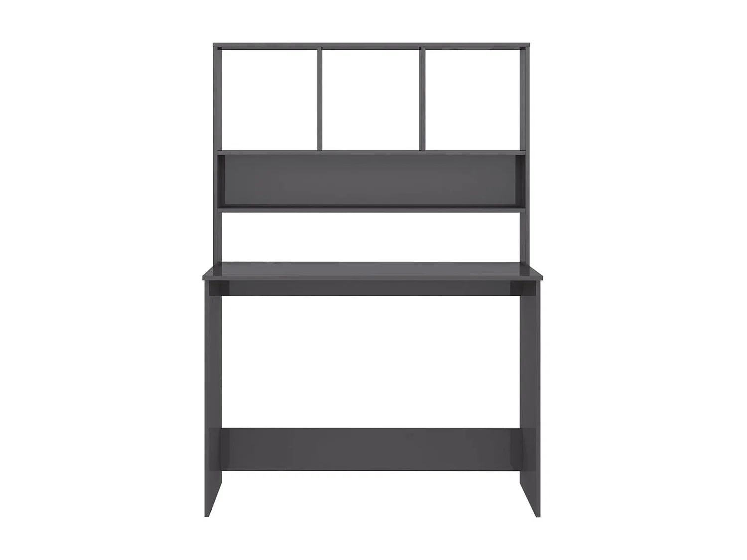 Jomala  Bureau avec étagères Gris brillant 110 x 45 x 157 cm Aggloméré