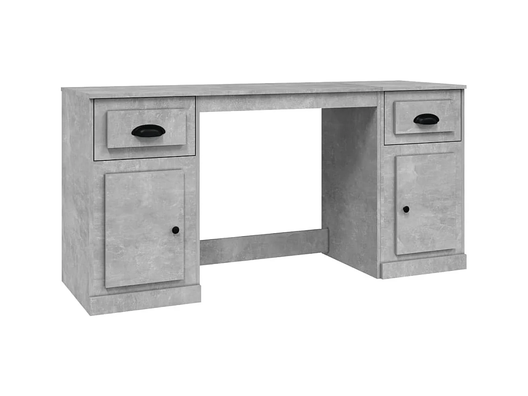 Hakan  Bureau avec armoire gris béton bois d'ingénierie