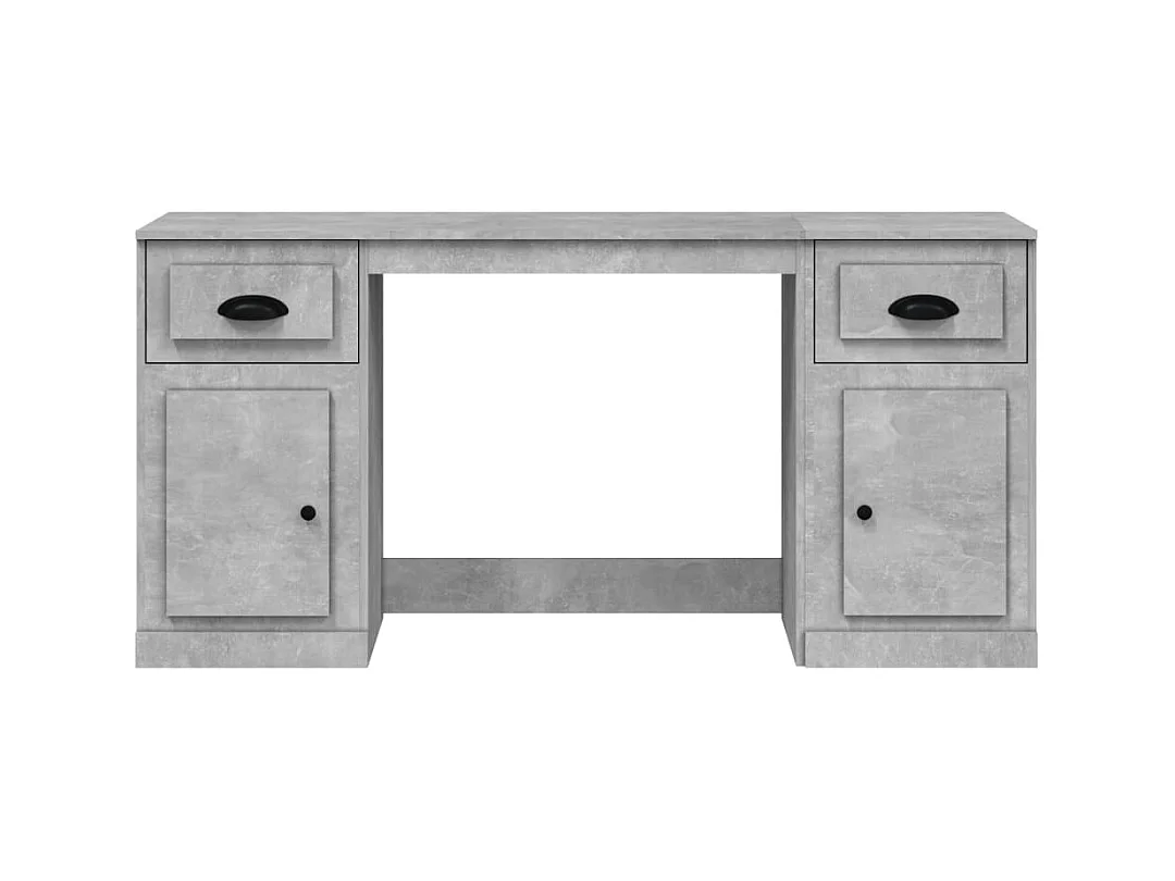 Hakan  Bureau avec armoire gris béton bois d'ingénierie